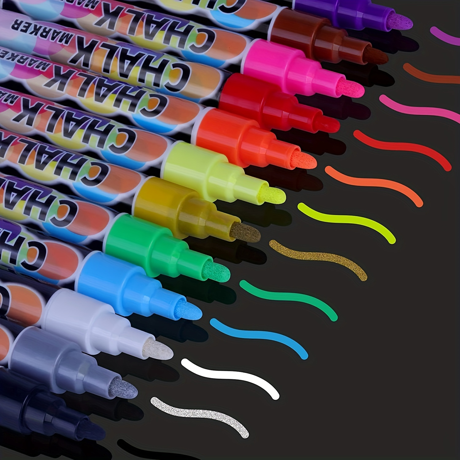 10mm Jumbo Tips Liquid Chalk Markers Pens 8 Colors Neon Pens Erasable Glass  Pen Window Markers For Cars Washable Paint Markers For Auto Chalkboard Wh
