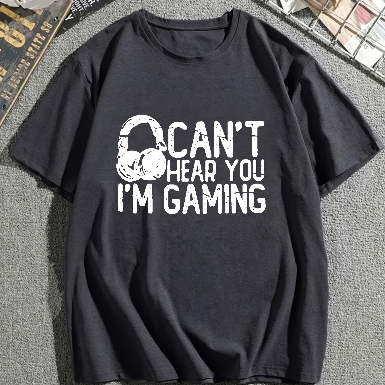 

Plus Size Men's '' You I'm Gaming'' T-shirt For Summer, Oversized Casual Tees For Big And Tall Guys