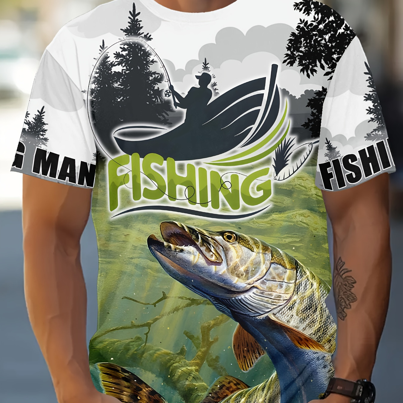 

Men's 3d Printed Fishing T-shirt, Summer Casual And Comfortable Men's Sports T-shirt, Perfect For Outdoor Sports