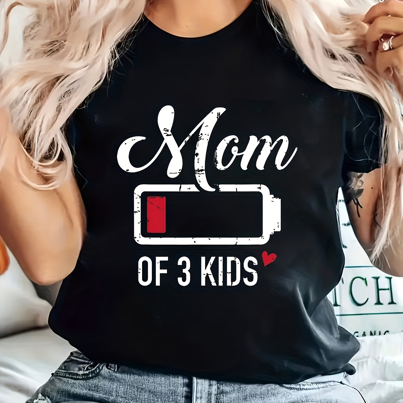 

Mother's Day Print Crew Neck T-shirt, Short Sleeve Casual Top For Summer & Spring, Women's Clothing