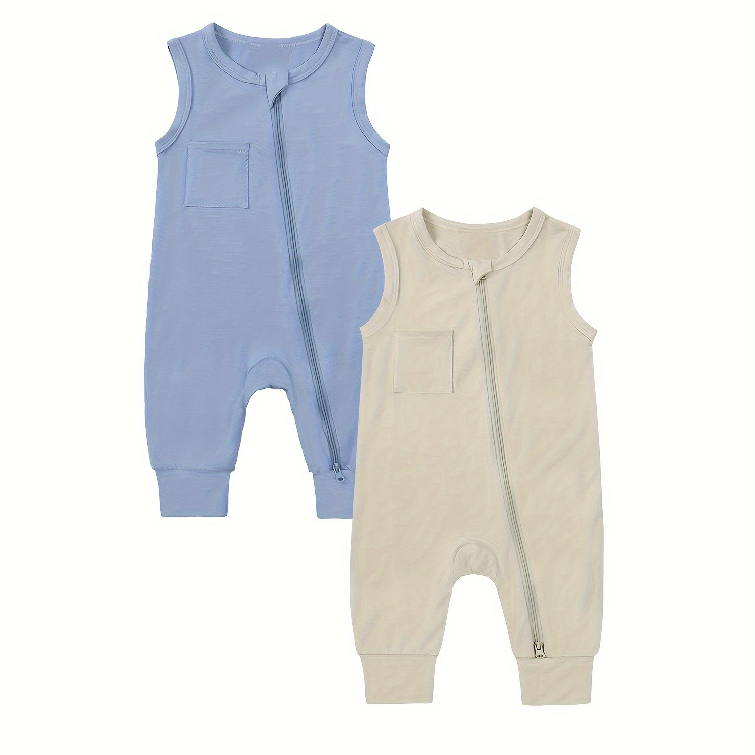 

2 Pack Baby Bamboo Rayon Zipper Romper Sleeveless Playsuit Toddler Jumpsuit Newborn Infant Solid Bodysuit