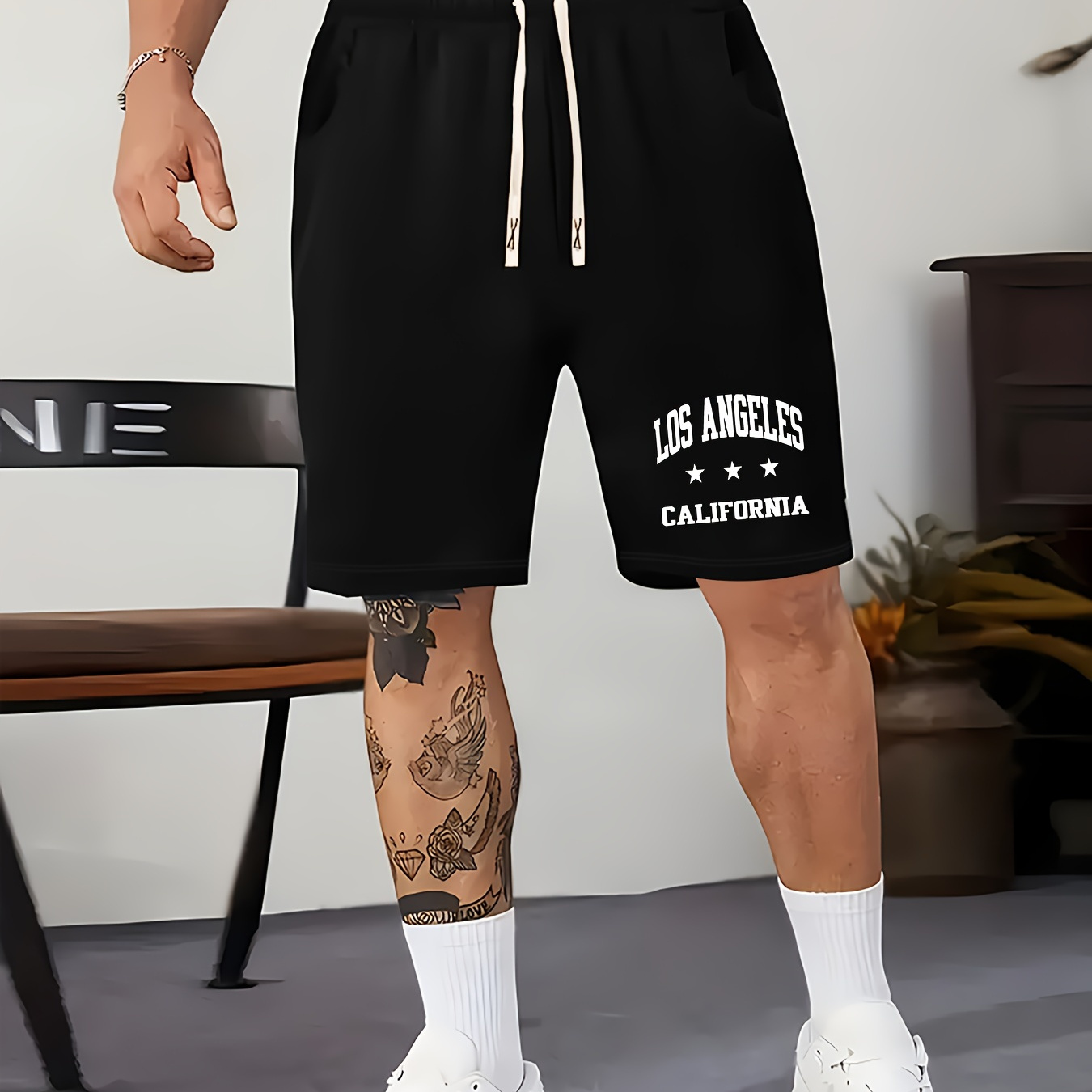 

Los Angeles Print Men's Drawstring Casual Comfy Shorts Sport Pants For