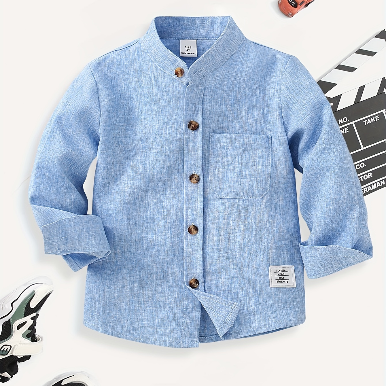 

Boys Casual Solid Color Shirts Long Sleeve Button Up Tops Shirts Jacket Clothes