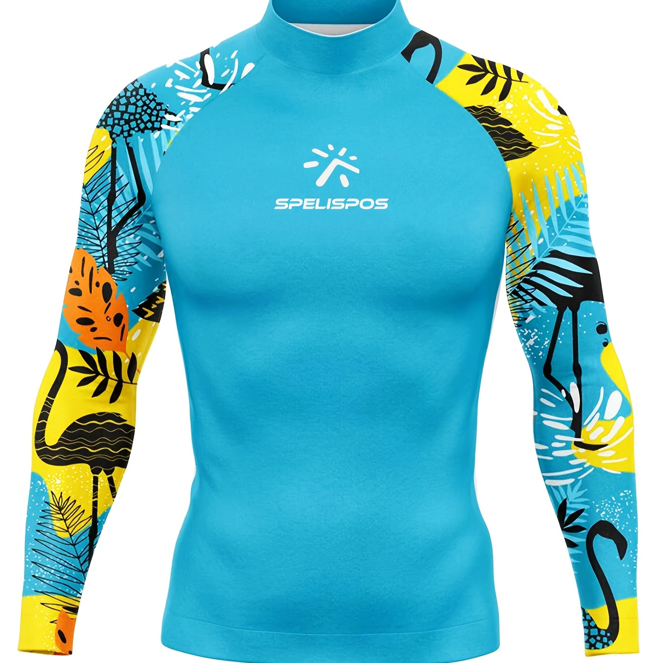 

Men's Long Sleeve Rashguard Surfing Shirt, Uv Sun Protection, Slim Fit, Quick-dry Polyester Swimwear For Diving, Gym & Outdoor Activities, Surf Swimsuit