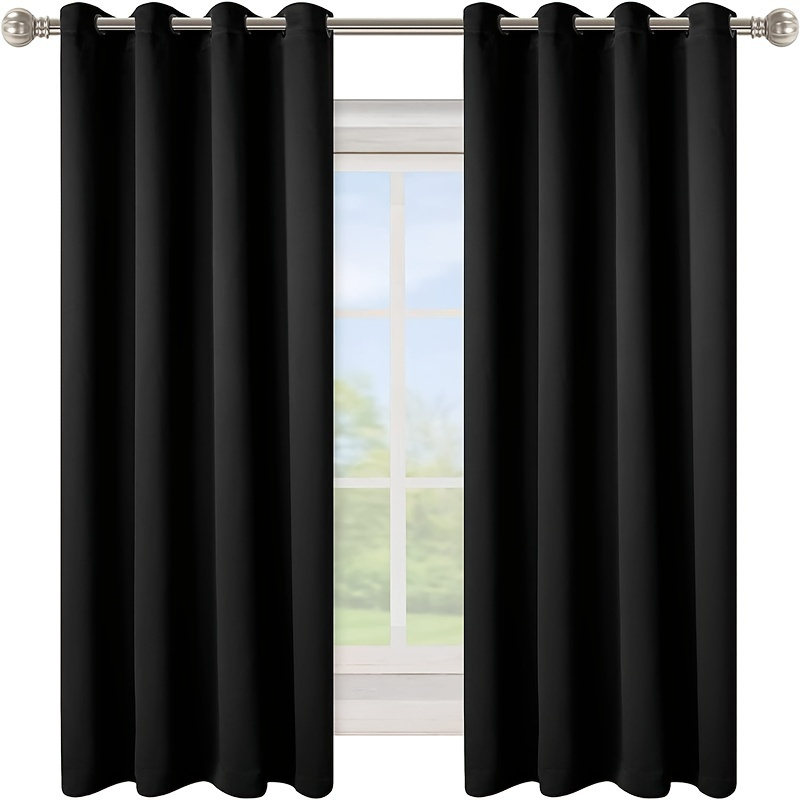 

1panel Solid Color Blackout Curtain, Thermal Insulated, Room Darkening And Light Reducing Curtain, For Study Bedroom Kitchen Living Room Decor