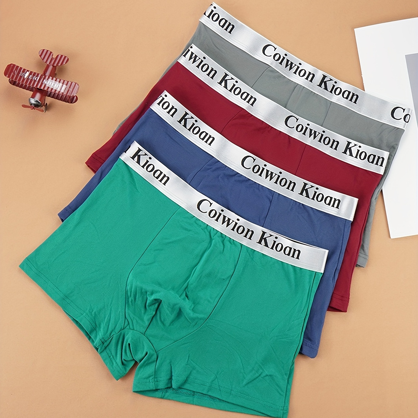 

4pcs Men's Underwear, Casual Plain Color Breathable Comfortable Stretchy Boxers Briefs, Cotton Boxers Trunks