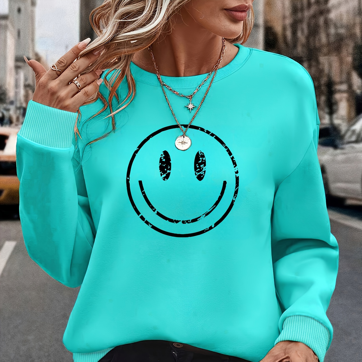 

Print Pullover Sweatshirt, Casual Long Sleeve Crew Neck Sweatshirt For Winter & Fall, Women's Clothing