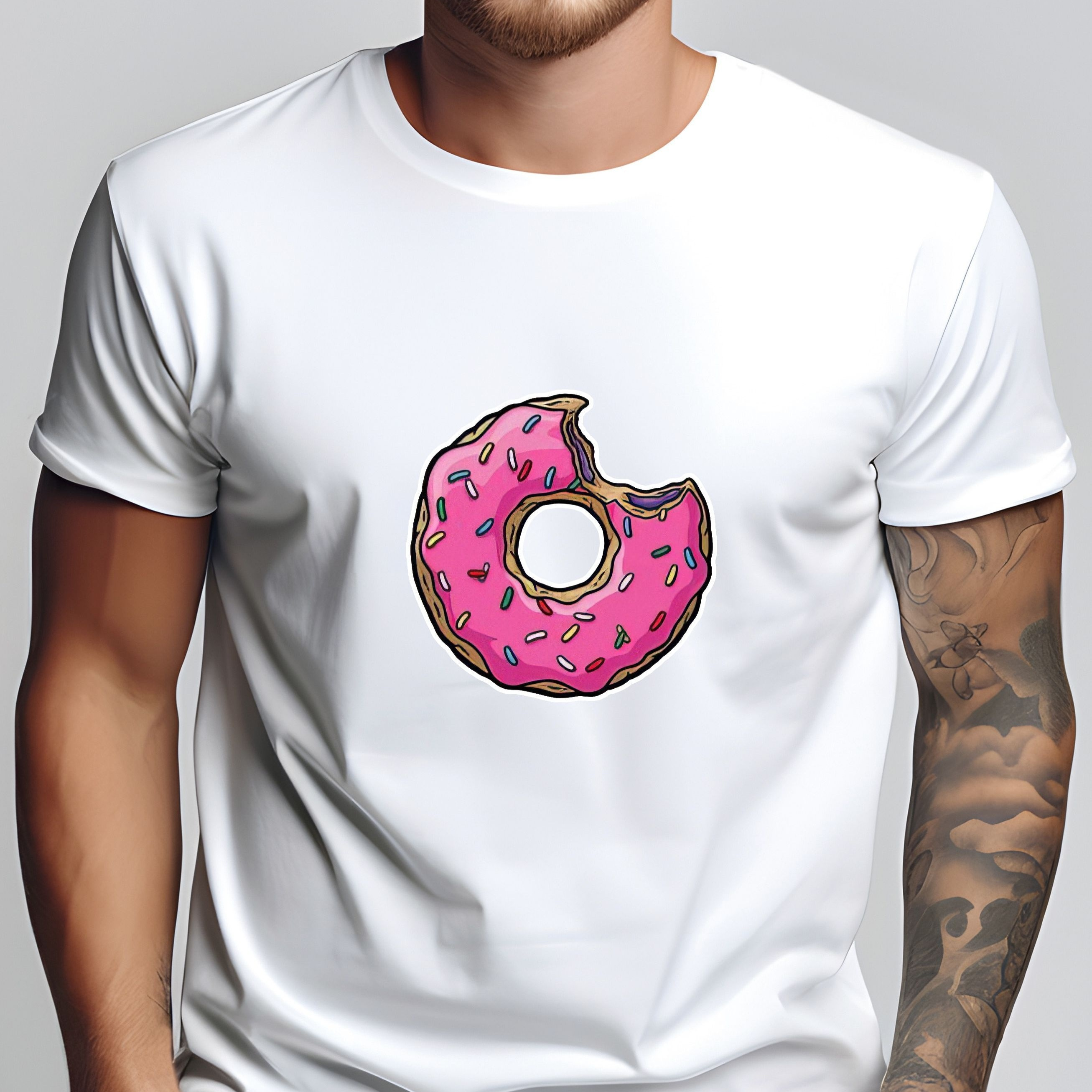 

Doughnut Print Tee Shirt, Tees For Men, Casual Short Sleeve T-shirt For Summer