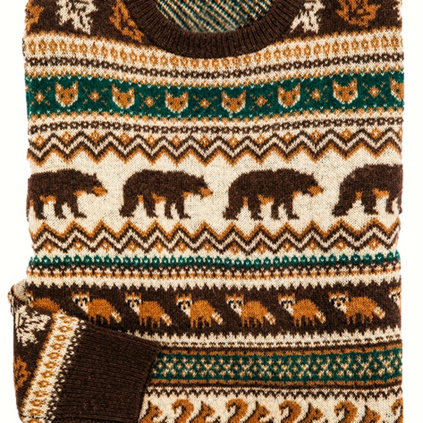 

Cozy Polyester Sweater With Animal Patterns, Casual Round Neck, Long Sleeves, Design, Knit Fabric, Autumn/winter Collection