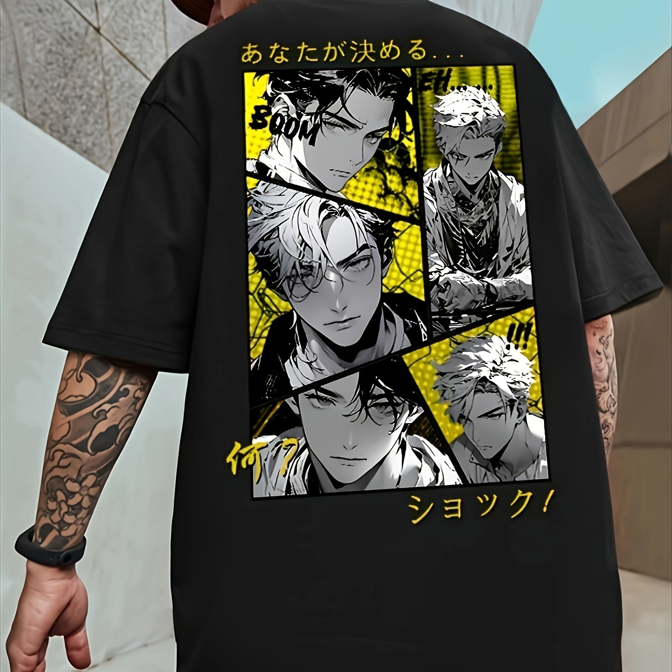 

T-shirt à imprimé japonais de dessin animé pour hommes, T-shirts pour hommes, T-shirt décontracté à manches courtes pour l'été