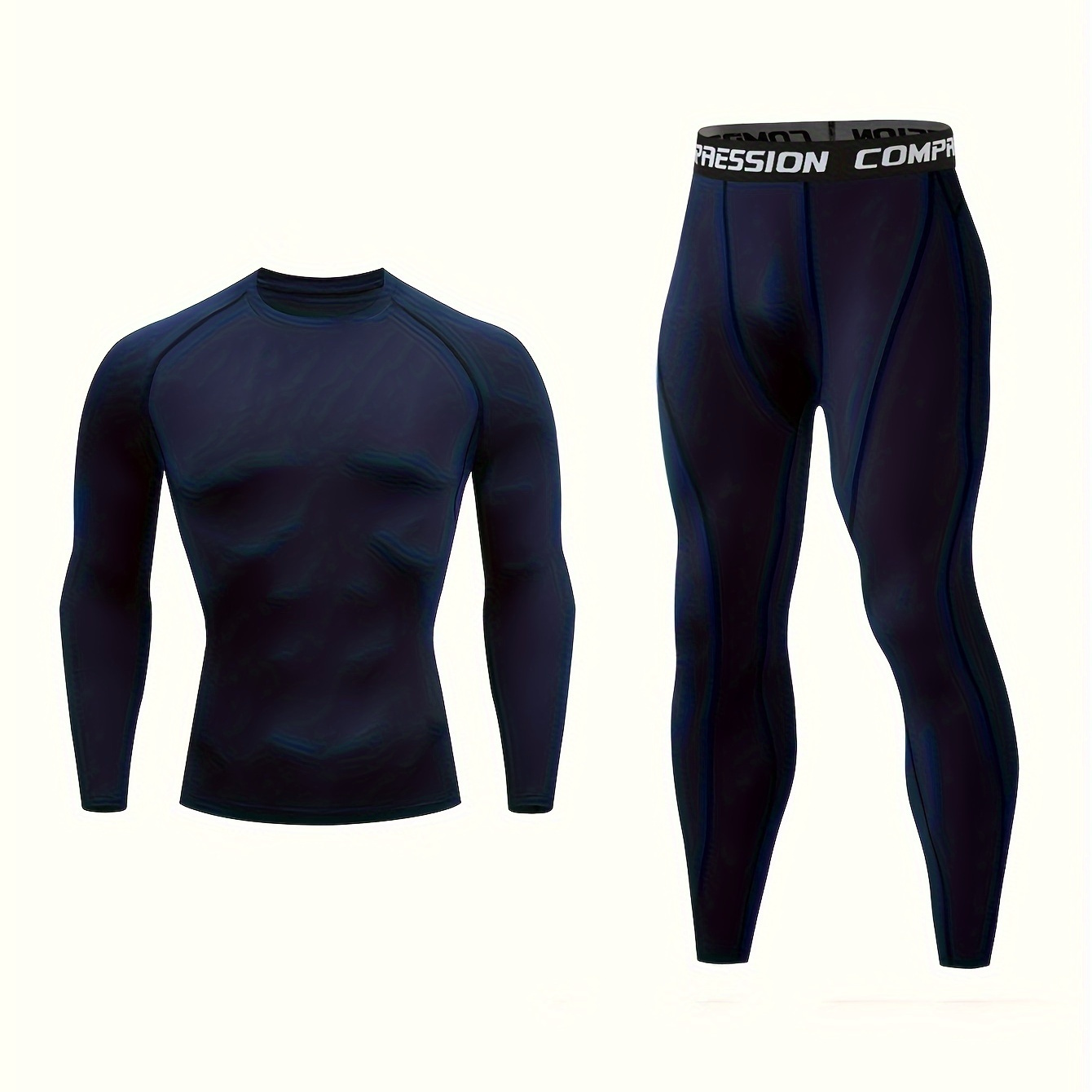 

Men's Thermal Compression Base Layer Set - Moisture-wicking & Breathable Basic Long Sleeve & Leggings - Perfect For Running And Fitness