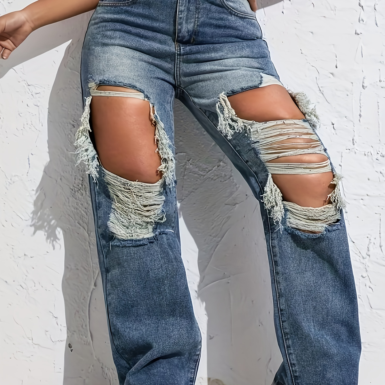 Versatile, Fashionable, Comfortable And Casual Daily Essentials, Wear A Simple Sense Of Luxury Daily Essentials, Machine Washable, Easy To Switch Styles, Comfortable And Fashionable Coexist, Easy To Wear Jeans With Holes.