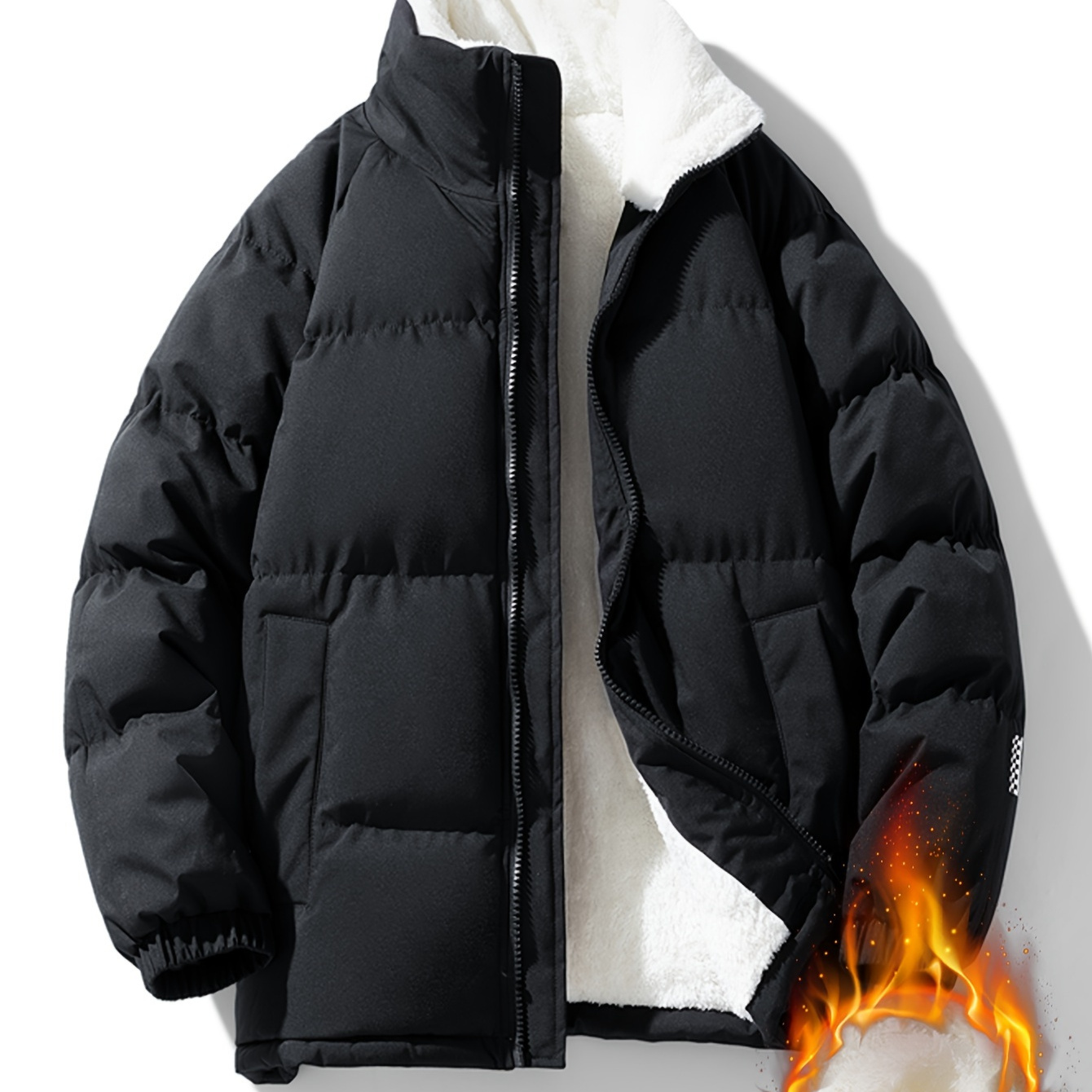 

Veste rembourrée unie poches, décontractée, respirante, à col , , longues, , chaude, les activités de air en hiver.