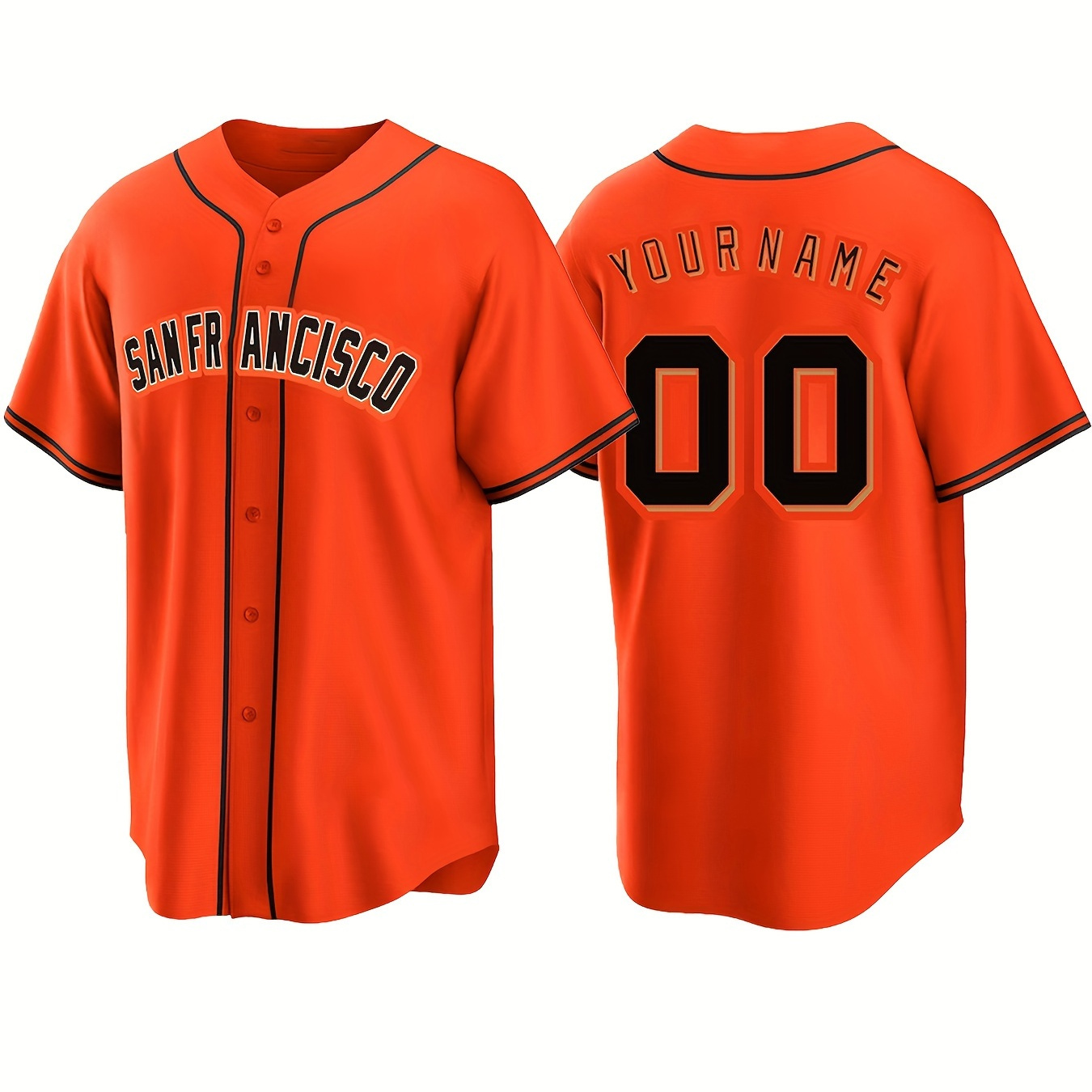 

Customized Name And Number Design, Men's San Francisco Embroidery Design Short Sleeve Loose Breathable V-neck Baseball Jersey, Sports Shirt For Team Training
