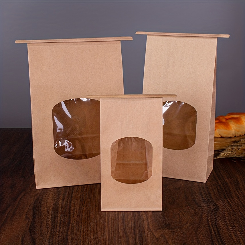 30 Piezas Bolsas de Papel Kraft para Dulces, Bolsa de Alimentos Kraft,  Bolsas de Papel para Alimentos, Bolsas de Papel Pequeñas con Ventana, para  Aperitivos como Sándwiches, Granos de Café JM