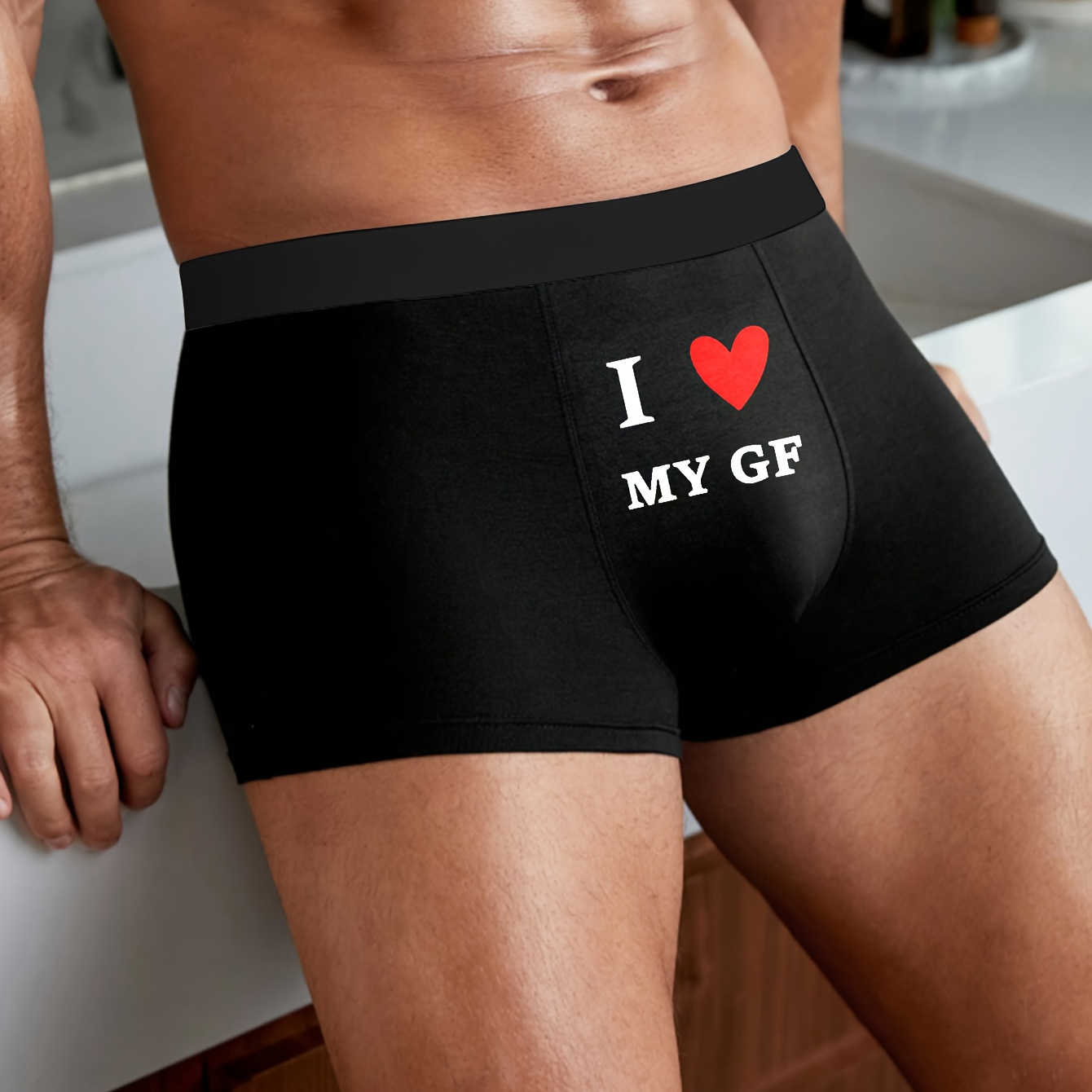 

I Love Pattern Men's Underwear, Casual Boxer Briefs Shorts, Breathable Comfy Stretchy Boxer Trunks, Sports Shorts