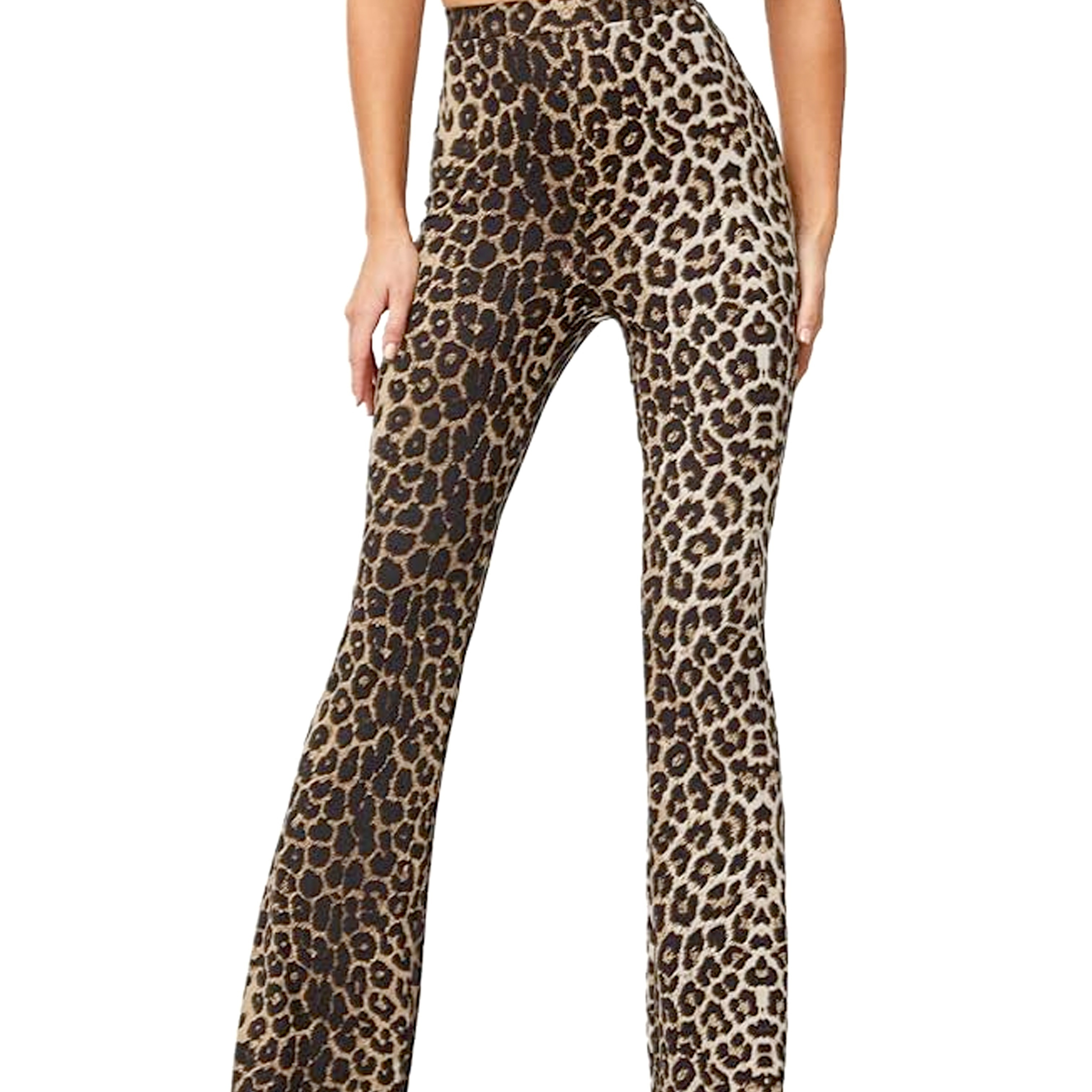 

Leopard Print Flare Leg Pants, Elegant High Waist Forbidden Pants For Spring & Summer, Women's Clothing