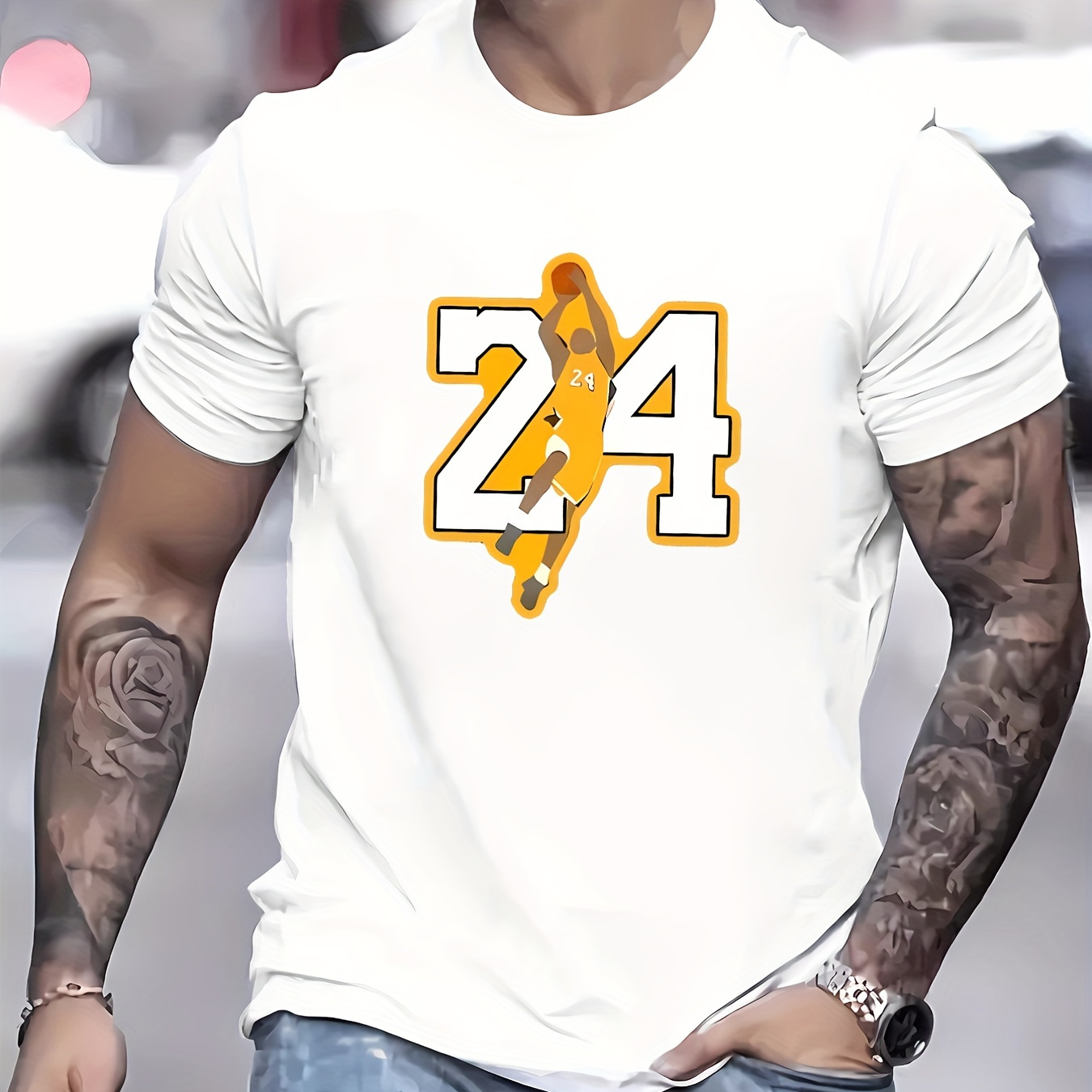 

Men's #24 Print T-shirt: Stylish Comfort For Summer Outdoor Adventures!
