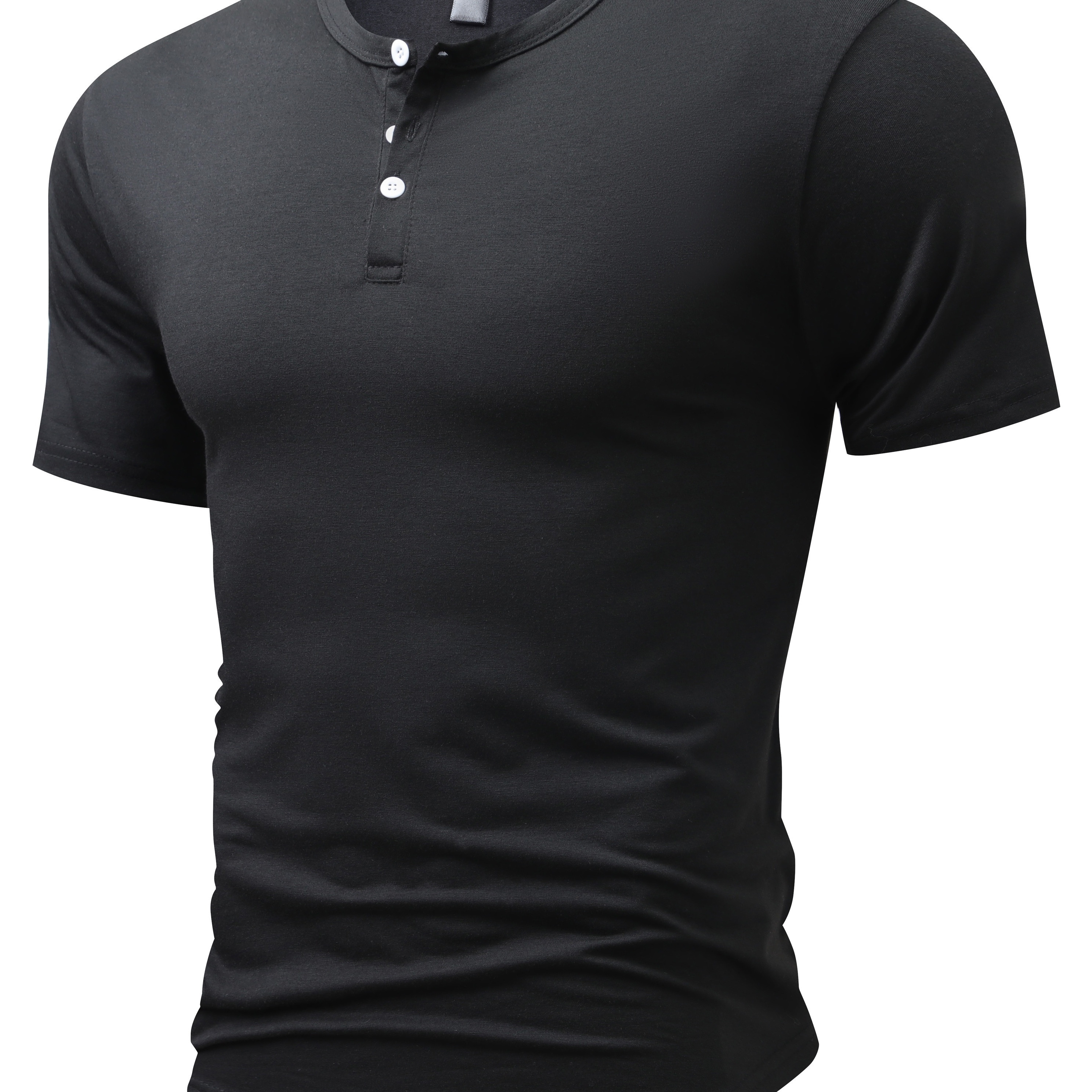

Men's Basic Henley Tee, Casual Slim Short Sleeve Henley T-shirt With Button, Best Selling