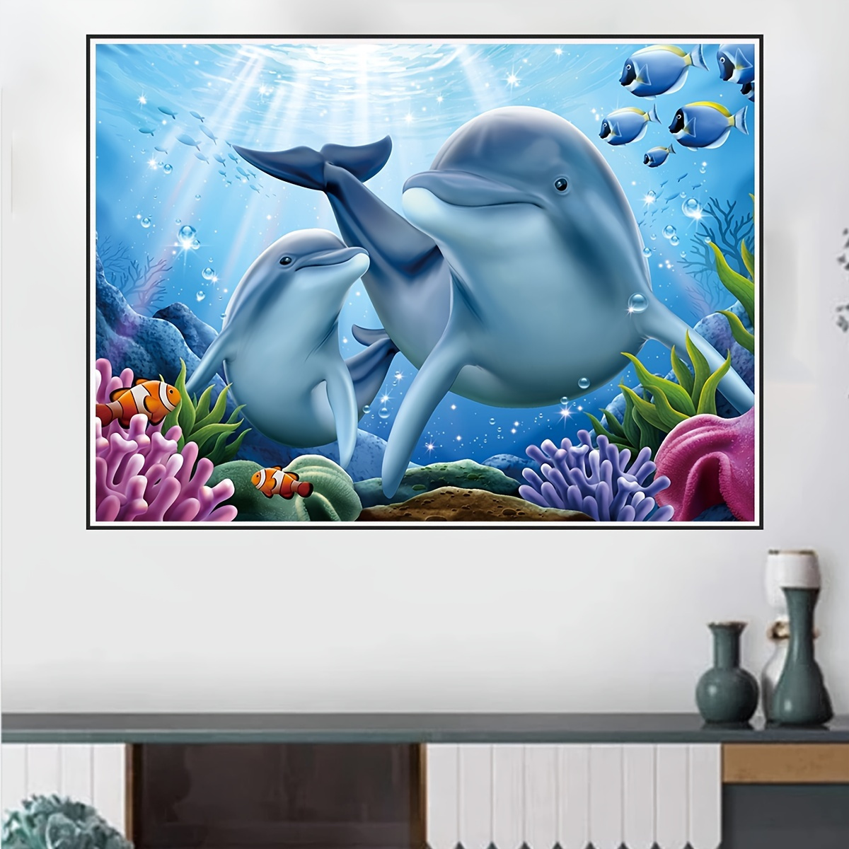 Animal Dolphin Artificial Diamond Painting Kits, 5d Rose Flower