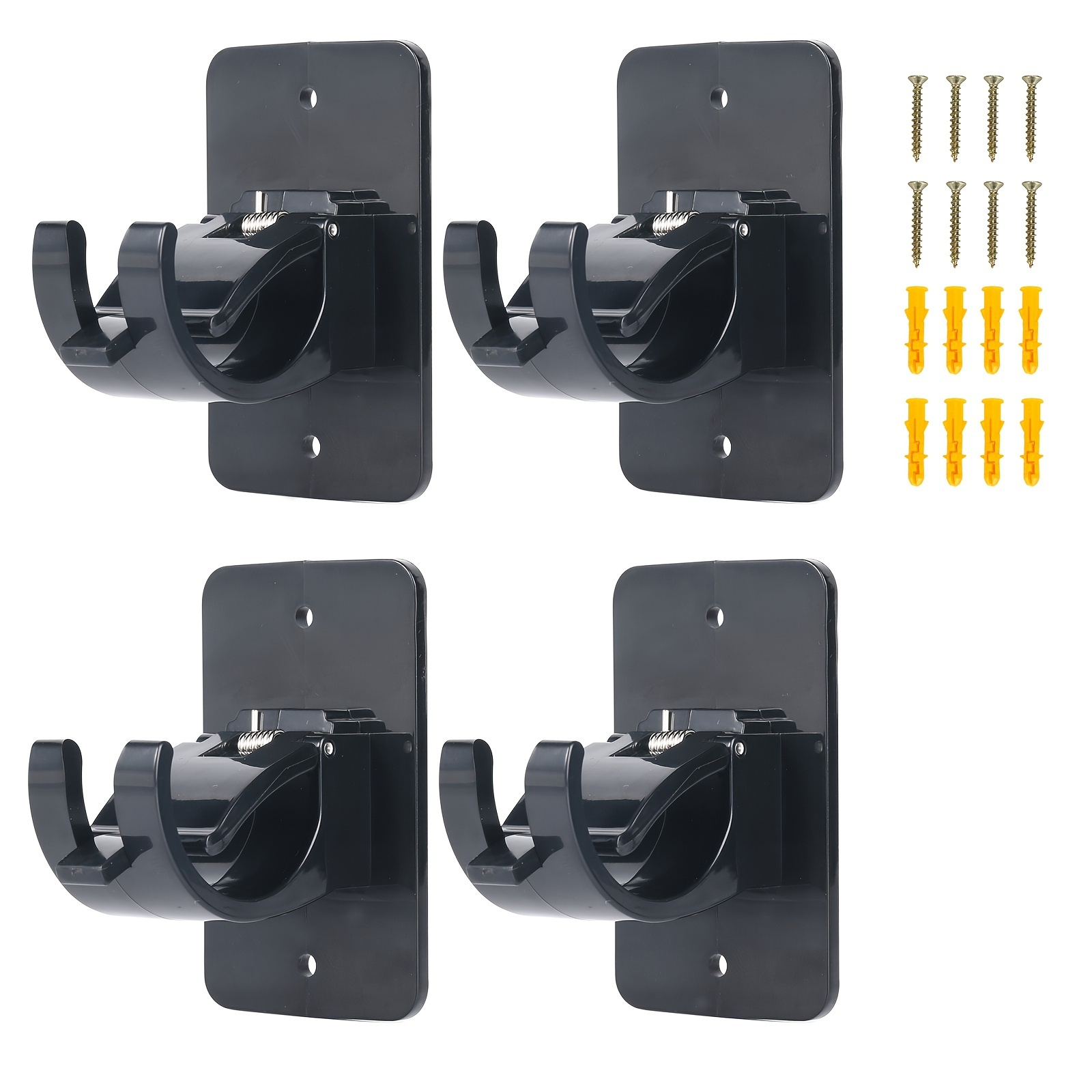 

4pcs Curtain Pole Brackets, No Drill Self Adhesive Curtain Rod Hooks, Curtain Hangers For Poles, Less Than 40mm In Diameter Pole With Screws (curtain Rod Not Included)