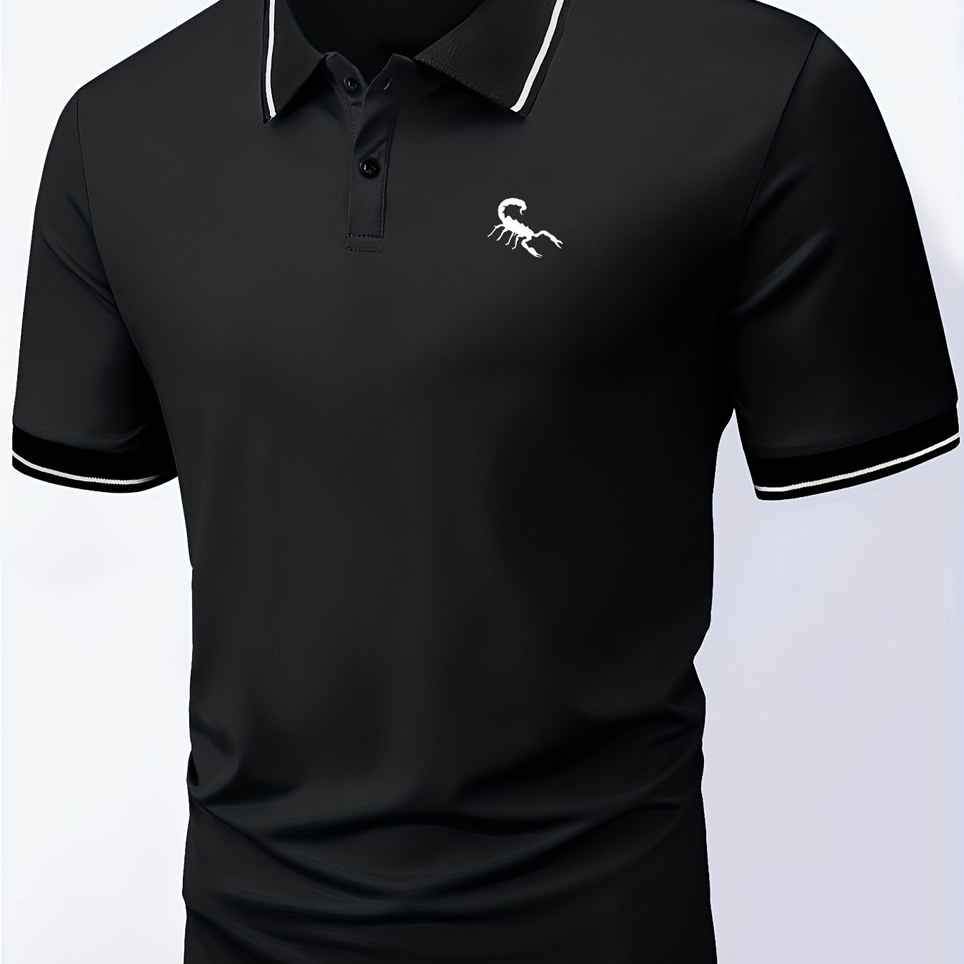 

Men's Golf Shirt, Scorpion Print Short Sleeve Breathable Tennis Shirt, Business Casual, Moisture Wicking