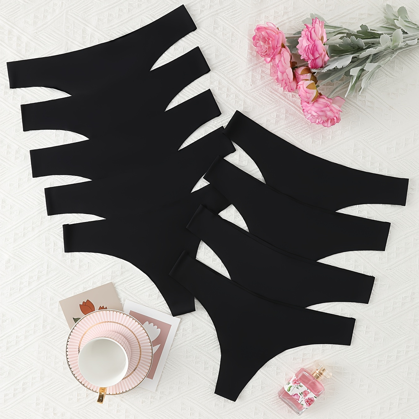 

9pcs Solid Seamless Thongs, Comfy & Breathable Intimates Panties, Women's Lingerie & Underwear