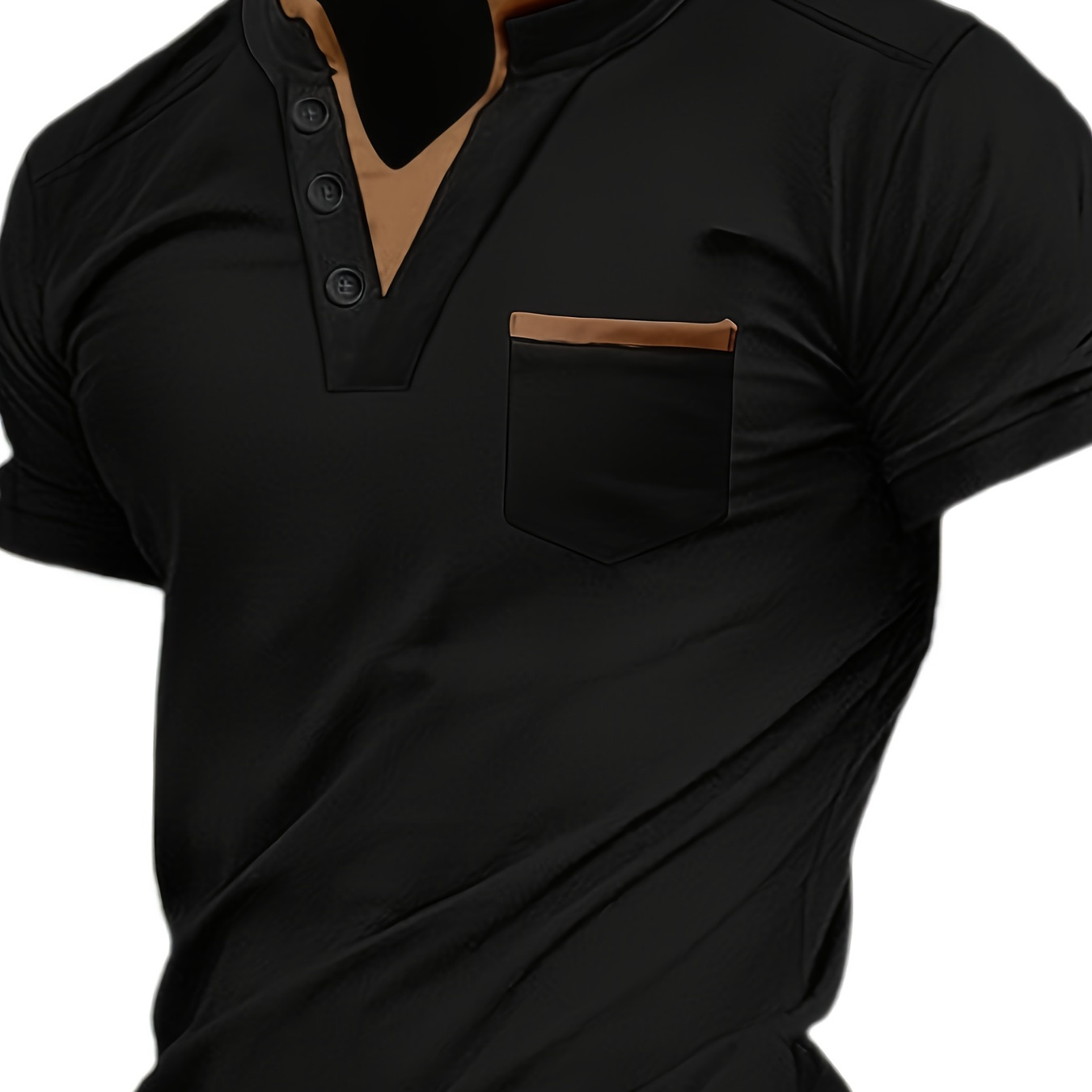 

Plus Size Men's Business Casual Henley Shirt For Summer