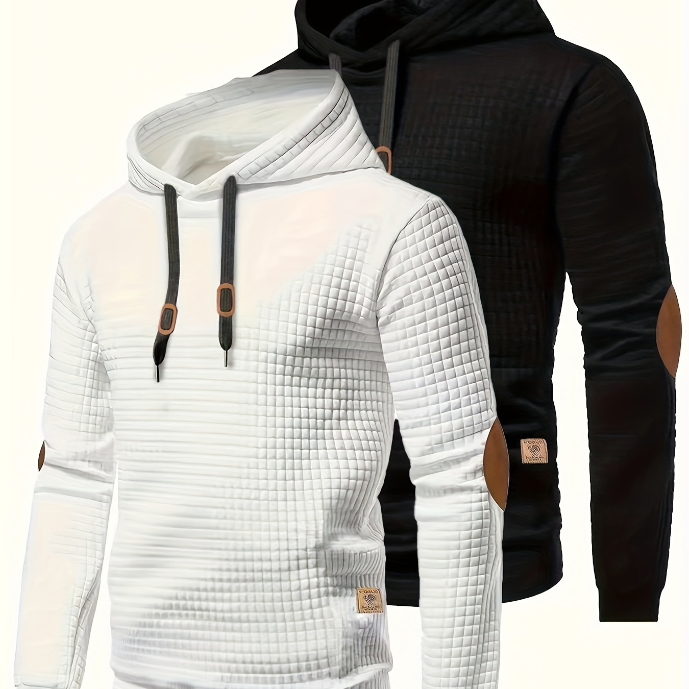 

2-pack Fashion Hoodies For Men - 100% Polyester Knit Fabric, With Hood, Stretch, Regular Fit, Suitable For Spring/fall