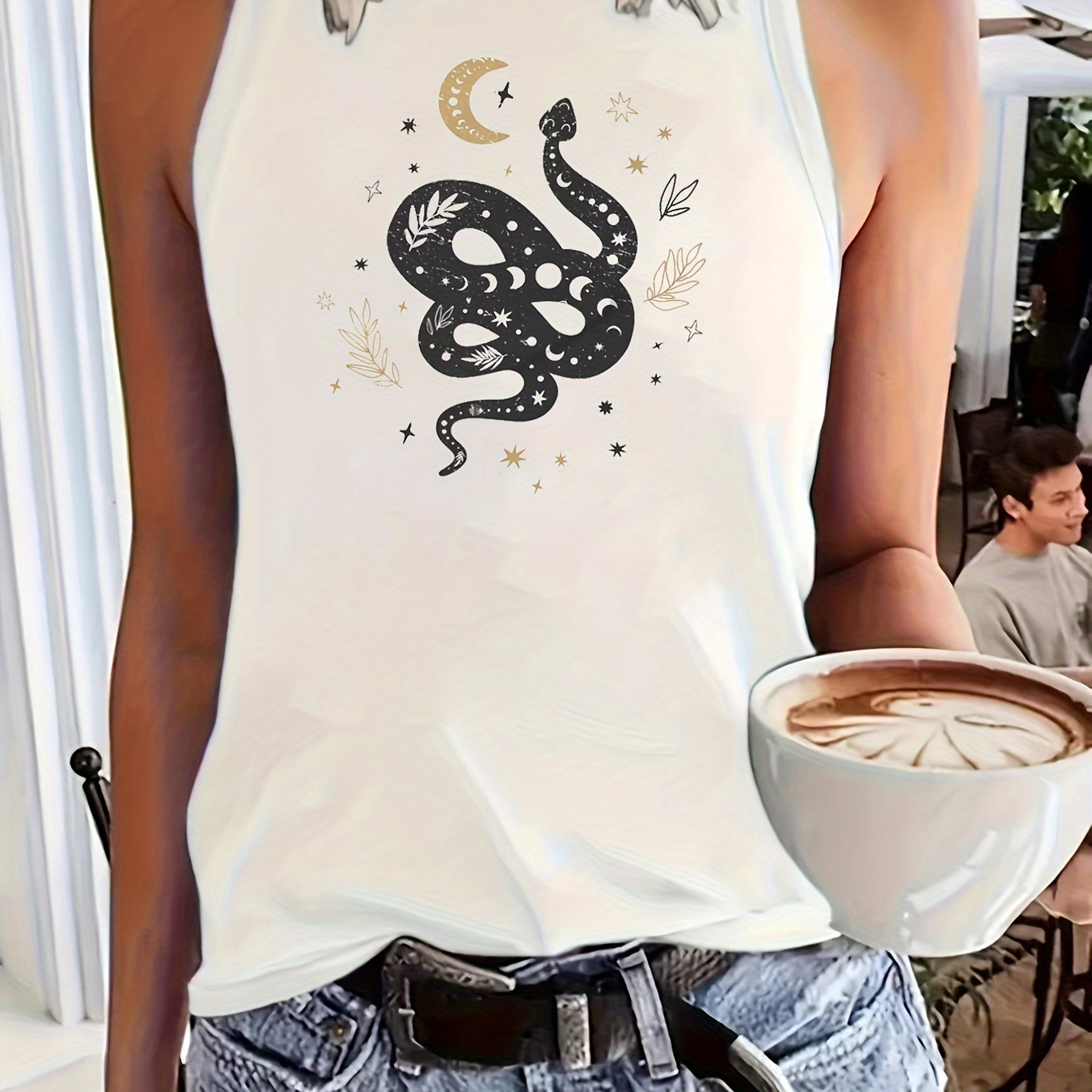 

Snake Print Tank Top, Sleeveless Casual Top For Summer & Spring, Women's Clothing
