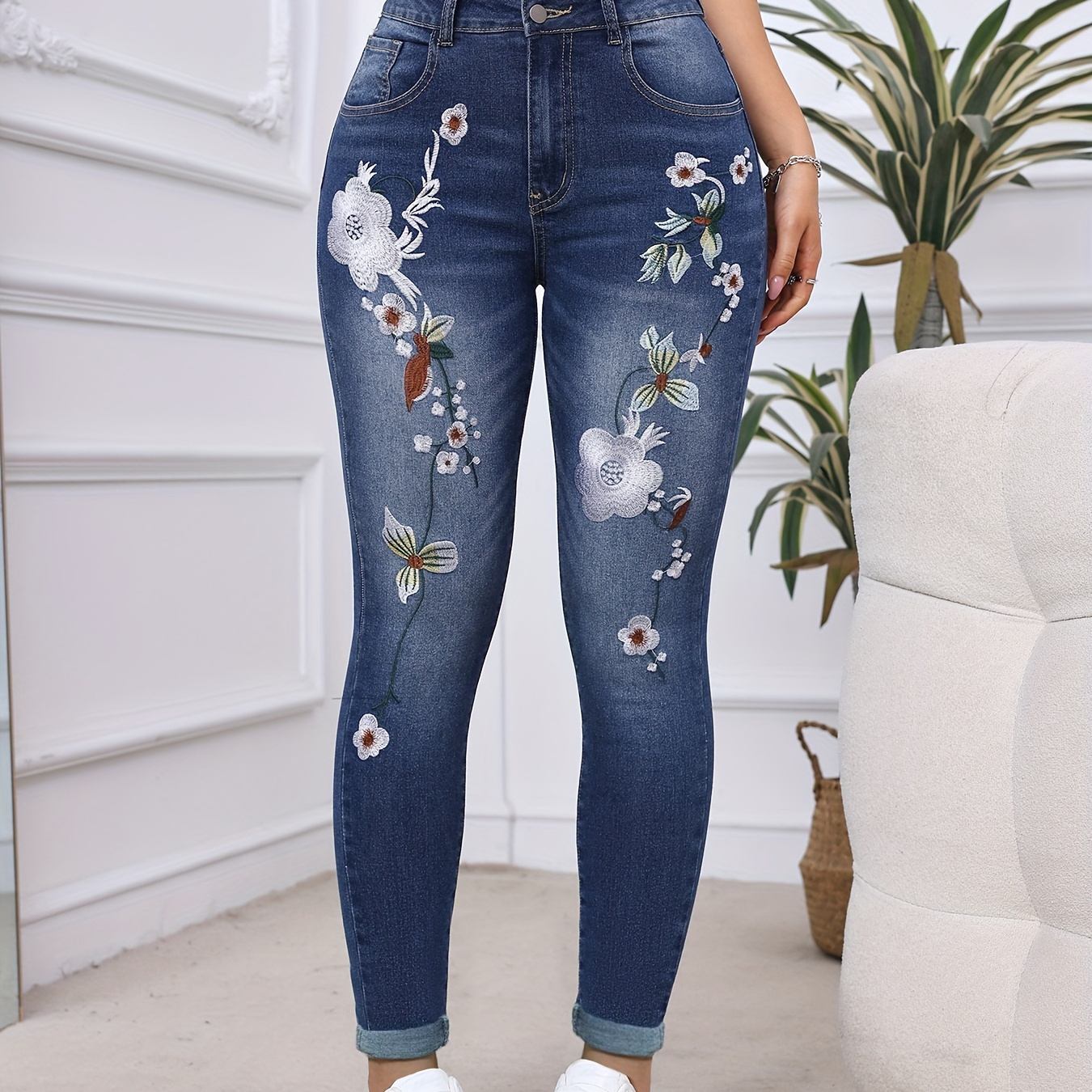 

Brodés Élégants - et Extensible Ourlet Roulé Élégant, Taille Mi-, Lavable en et à