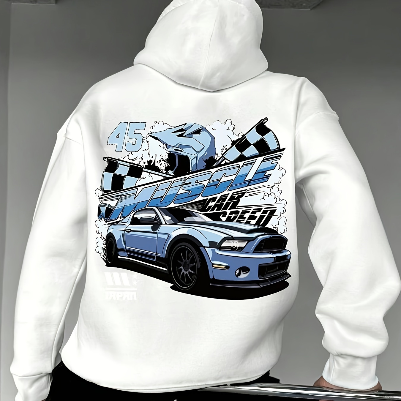 

Men's Casual Racing Print Hoodie With Fleece , Loose- Sweatshirt With Pockets, Polyester - Hand Wash Or , Sweater Hoodie