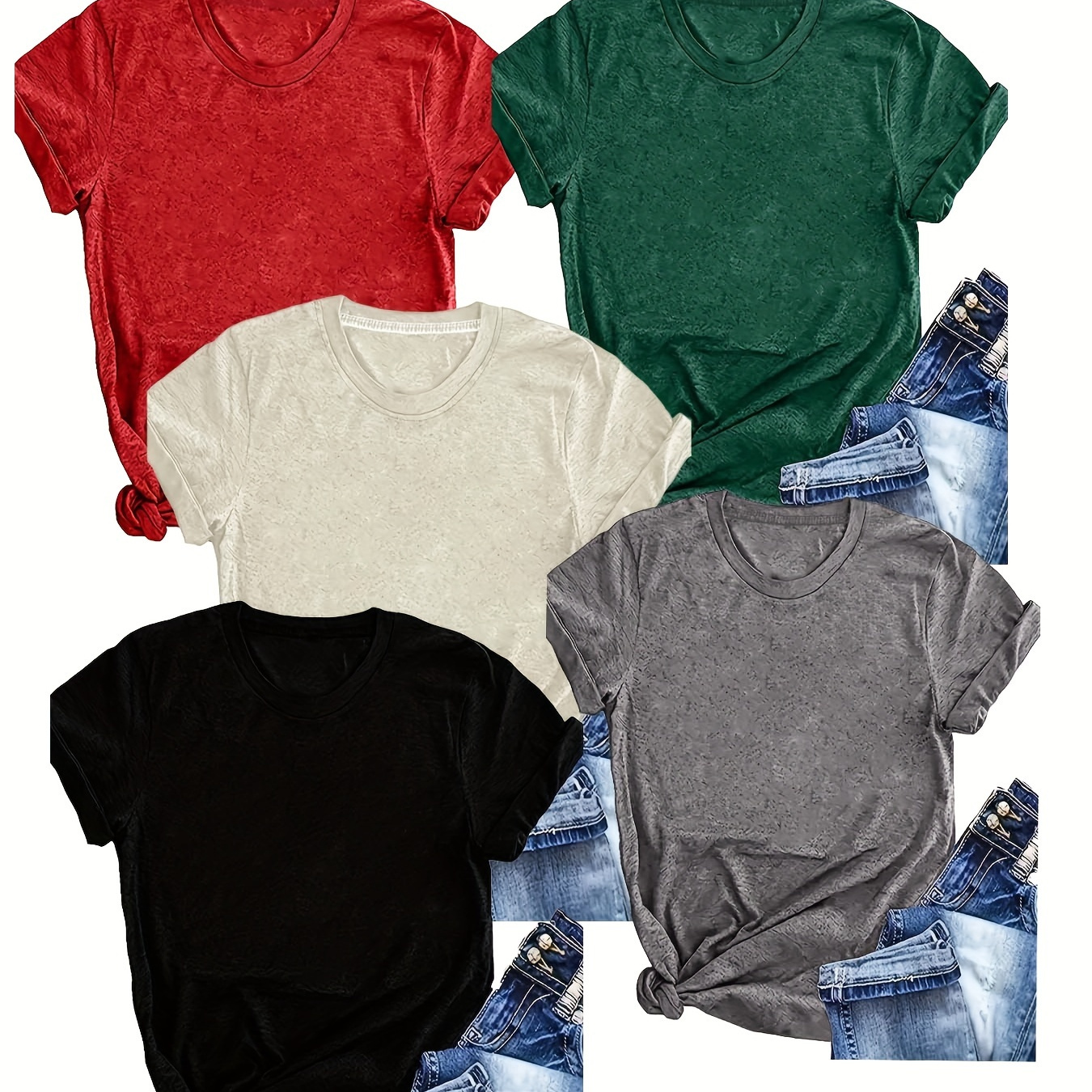 women's casual short sleeve t shirts solid color round neck Temu