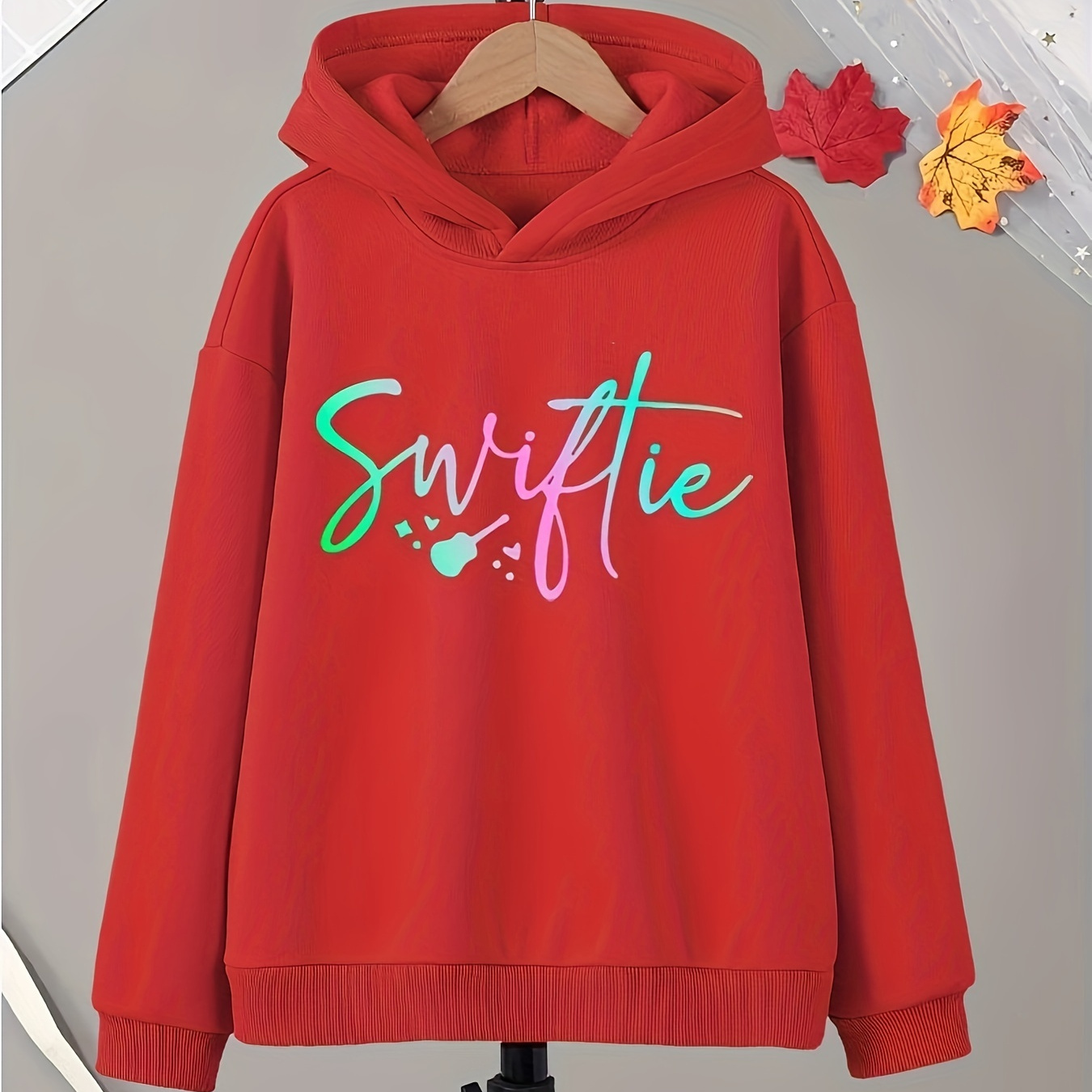 

Swiftie Print Hooded Long Sleeve Sweatshirt Pullover For Girls Spring Fall Sports School Uniforms