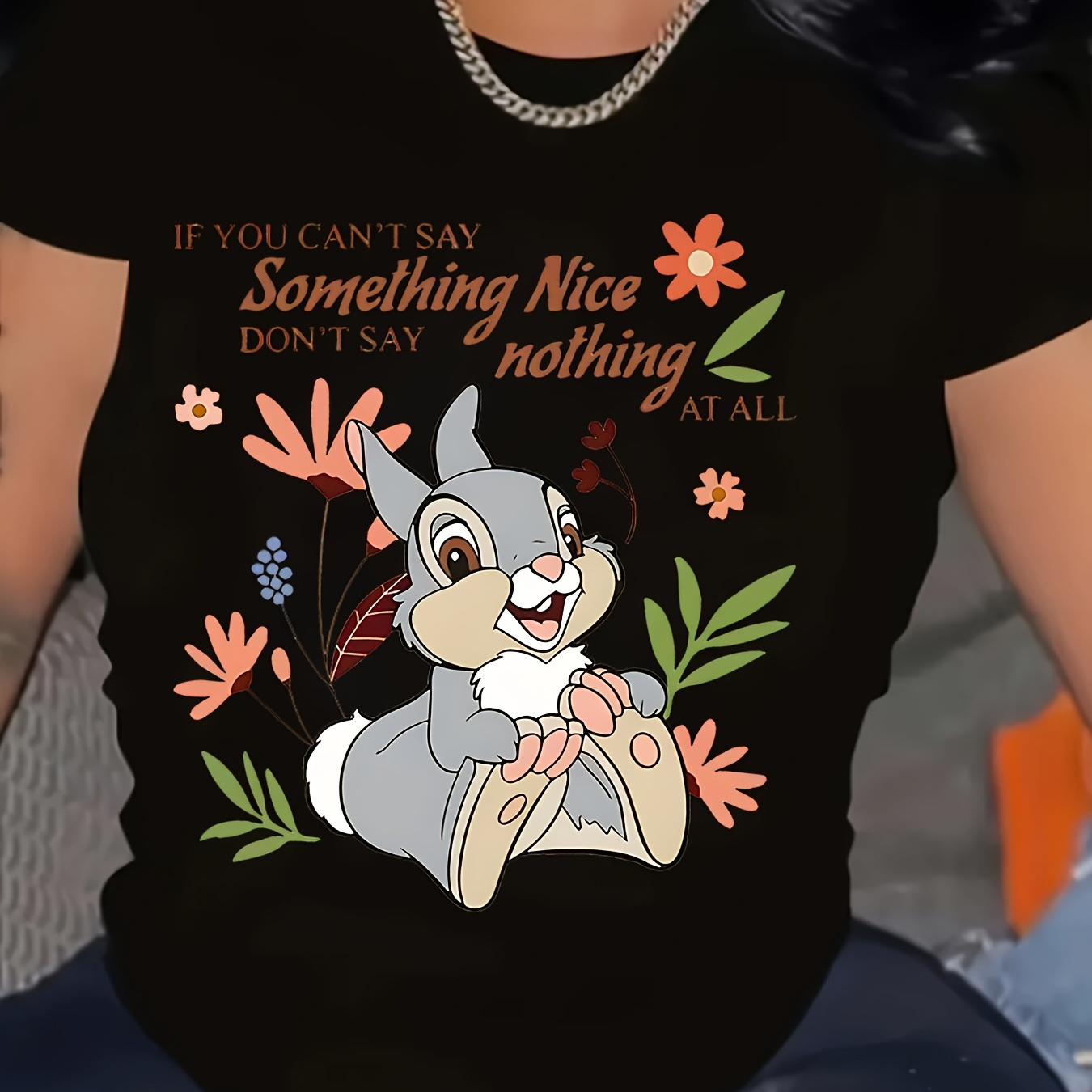 

Plus Size Women's Casual With Rabbit & - Comfortable Polyester , Short Sleeve, Round Neck - Machine Washable, Plus Size T Shirts