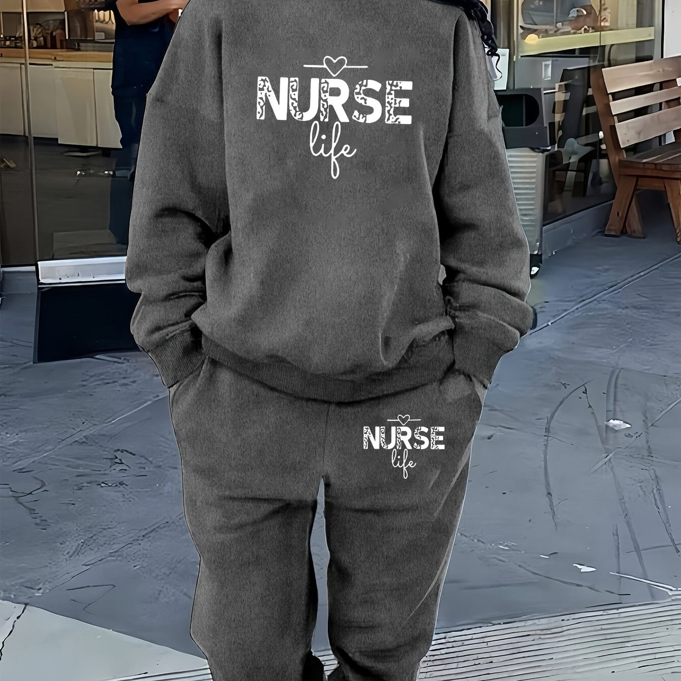 

1 Set Women's Polyester Nurse Sweatshirt And Pants , Long Sleeve For /