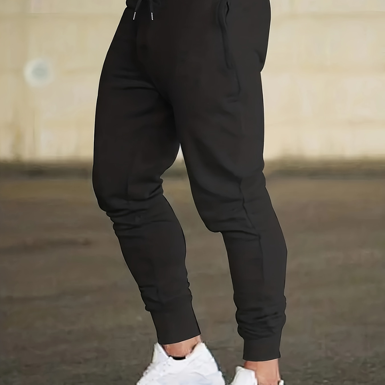 

Men's Solid Regular Fit And Cuffed Sweat Pants With Drawstring And Pockets, Versatile And Casual Sports Pants For Fitness And Outdoors Activities
