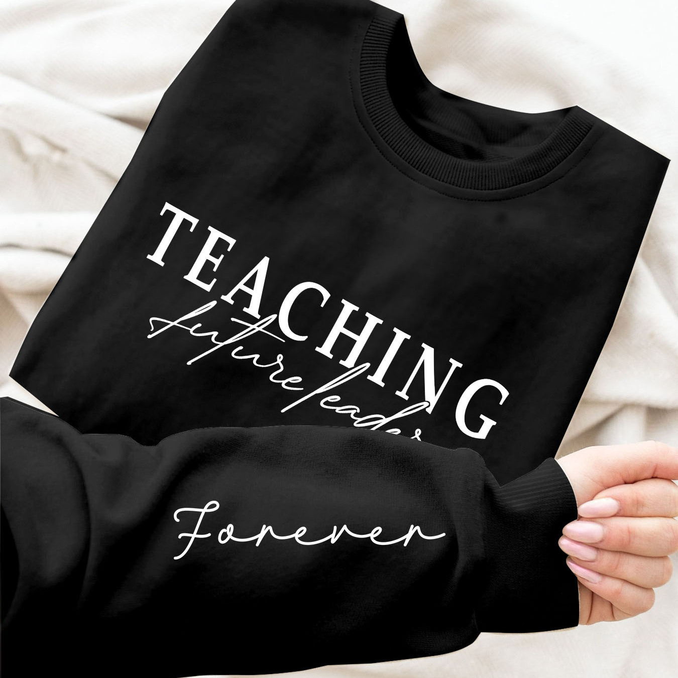 

Teaching Print Pullover Sweatshirt, Casual Long Sleeve Crew Neck Sweatshirt For Fall & Spring, Women's Clothing