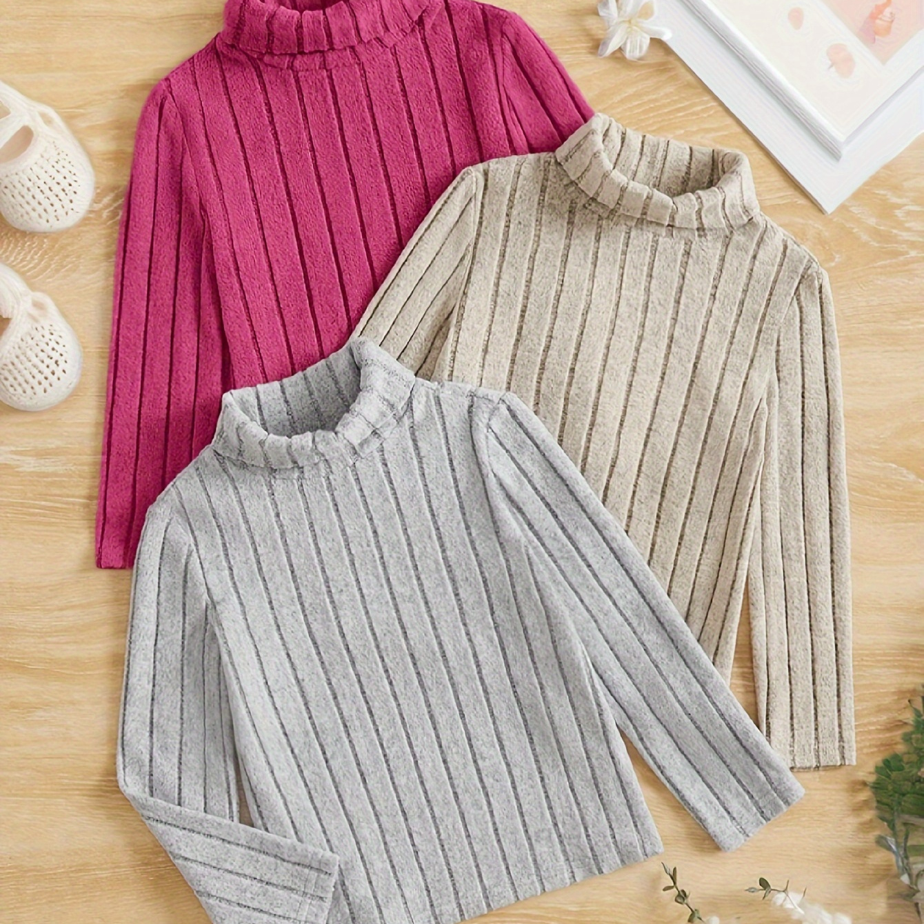 

3 Ribbed Long Pullovers Fall/