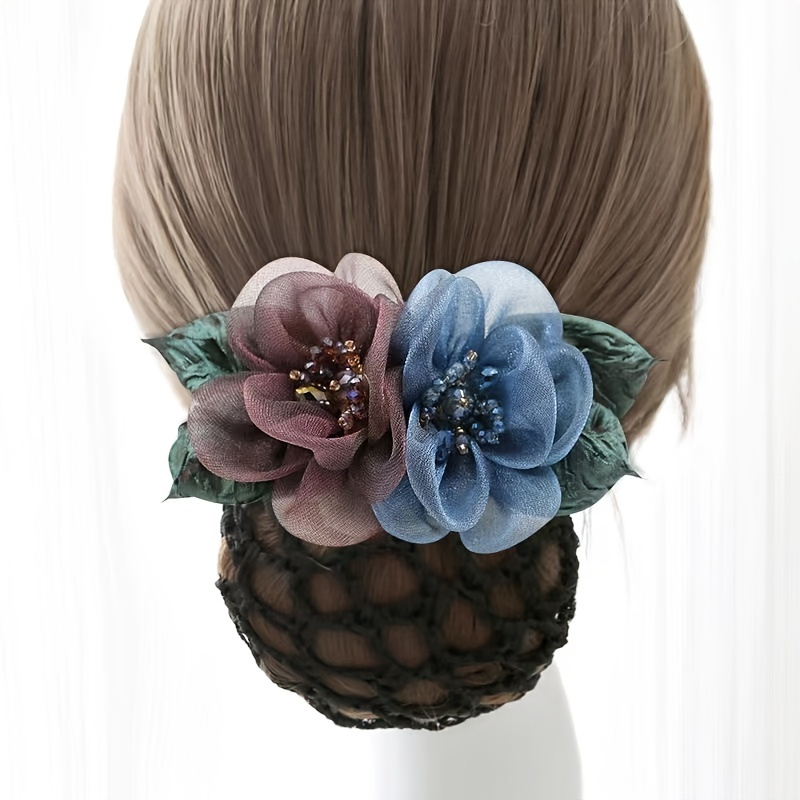 

Ribbon Flower Hairpins Crystal Crochet Bun Net Snood Bow Hair Clips Lace Bow Hair Net Bun Maker Bun Shaper Bun Cover Elastic Mesh Hair Net Office Lady Bow Tie
