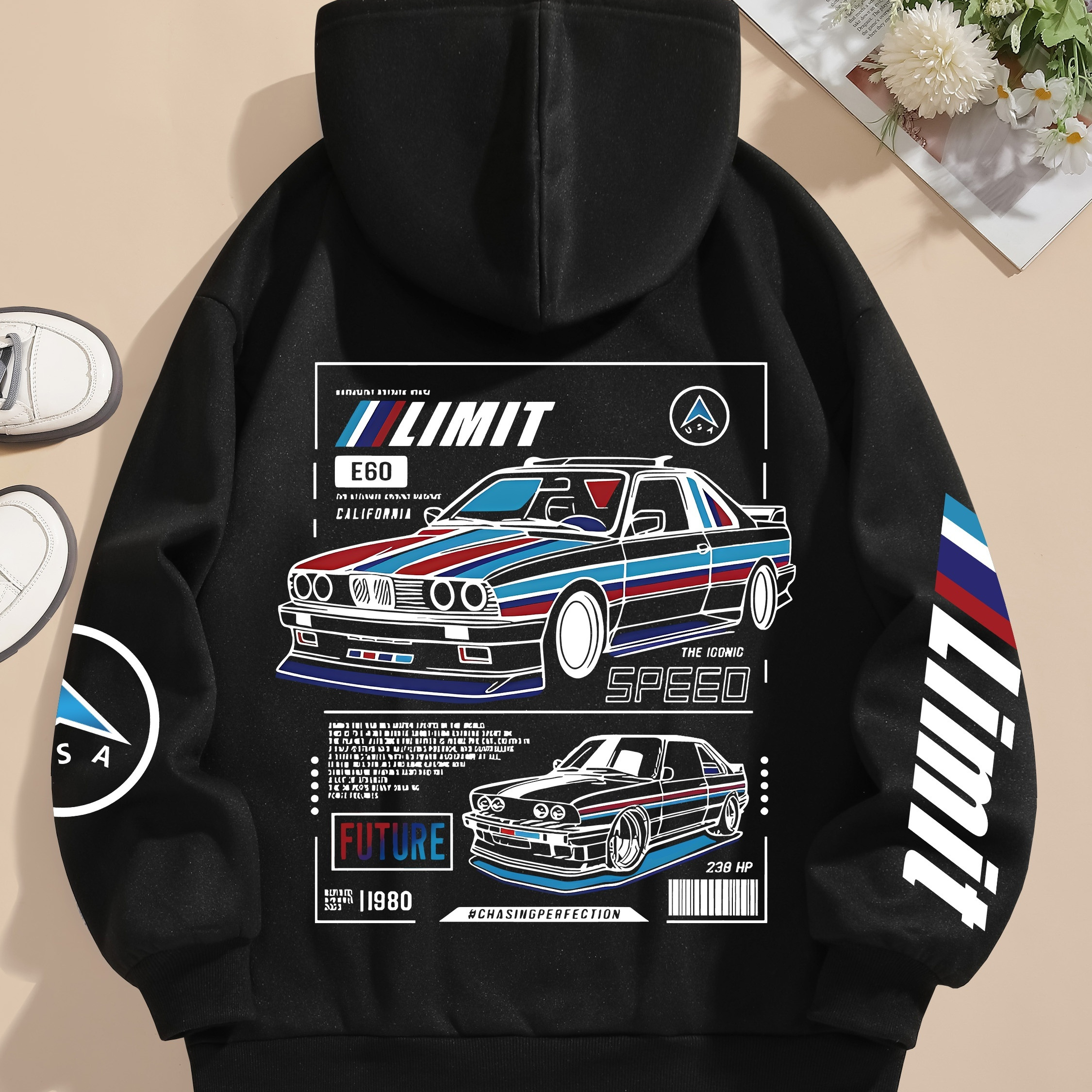 

Car Hoodie, Drawstring Casual Hooded Sweatshirt For Winter & Fall, Women's Clothing