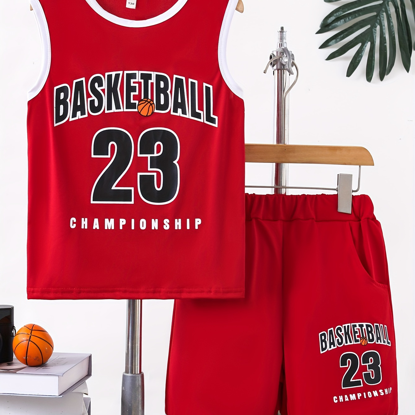 

2pcs Boys Breathable Sports Basketball Jersey Set, Casual Basketball Letter Print Sleeveless Vest&shorts, Tank Tops And Shorts For Training Competition