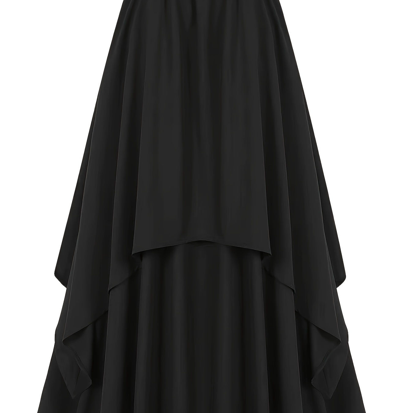 

Women'-inspired Black A-line Skirt With Asymmetrical - Polyester, Waistband, Ideal For Medieval Dance, Stage Plays, And Gothic Halloween Costumes, Theater Costumes|vintageinspired Design| Detailing