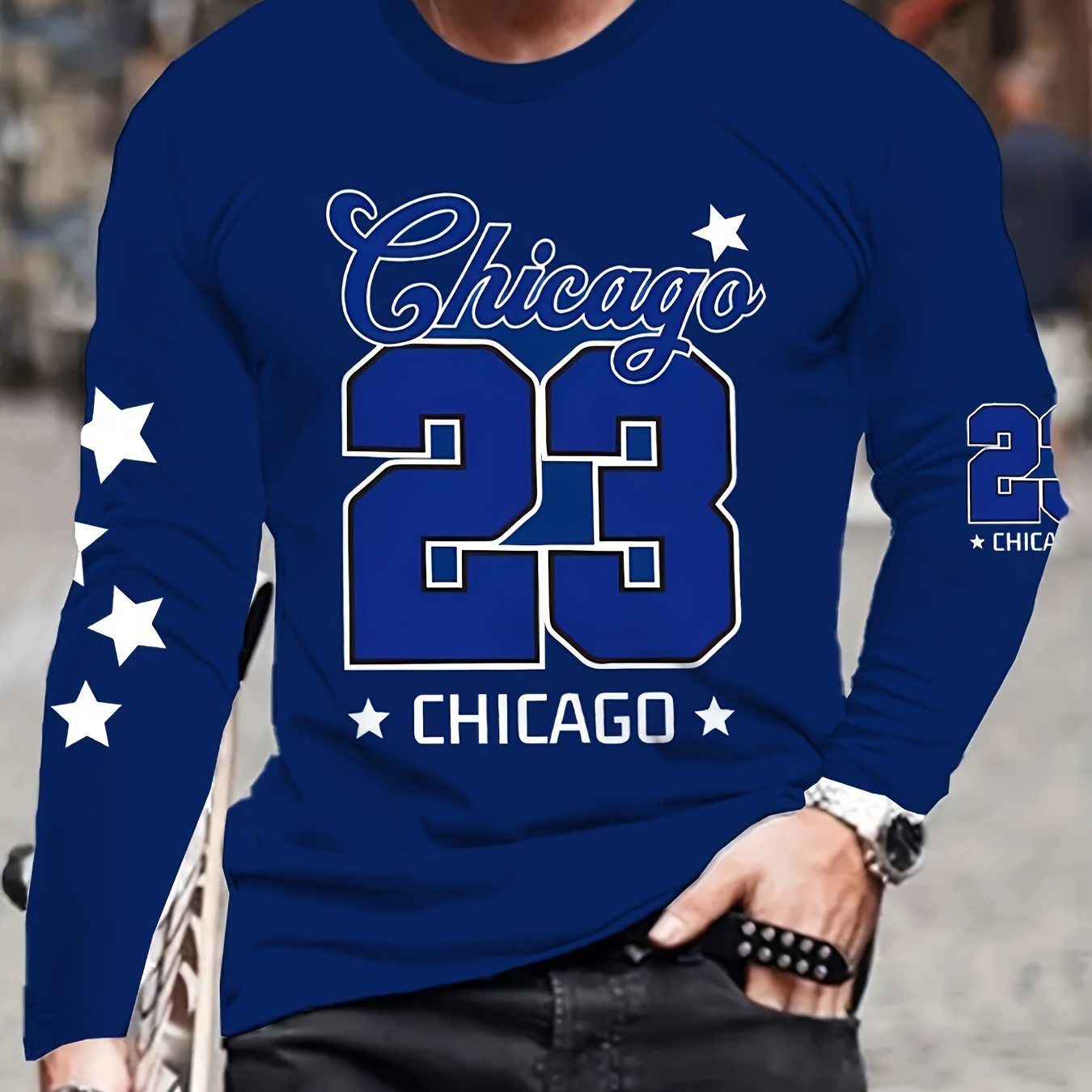 

Men' Casual Sportswear - 3d #23 Long Sleeve T-shirt, Crew Neck Pullover For Spring/fall