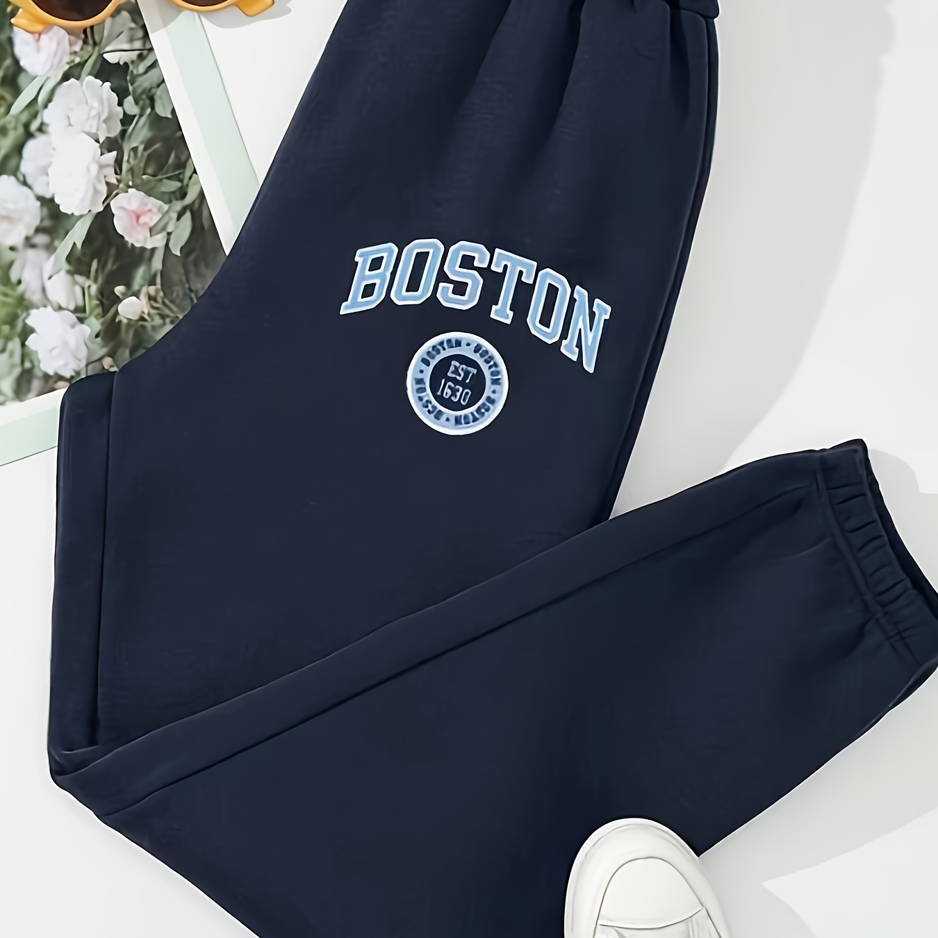 

Boston Print Jogger Sweatpants, Casual Elastic Waist Sporty Pants, Women's Clothing