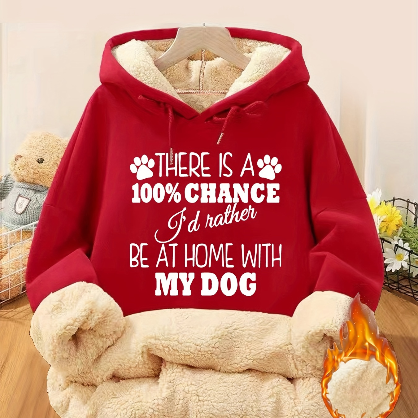 

1pc à en - Pullover décontracté en imprimé "100% I'd Rather Dog", tissu tricoté, légèrement extensible, col à - /hiver