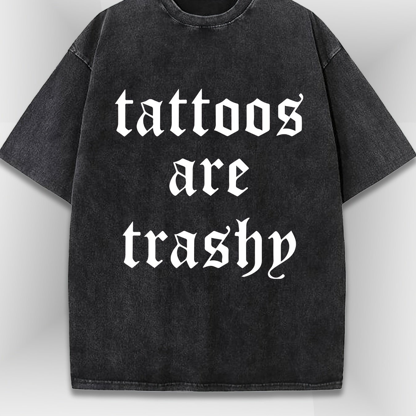 

Tattoos Are Trash Men's And Women's Washed Cotton T-shirtsshoulder Short Sleeved High Weight Pure Cotton T-shirts Popularloose, Trendy Retro, , Round Neck,