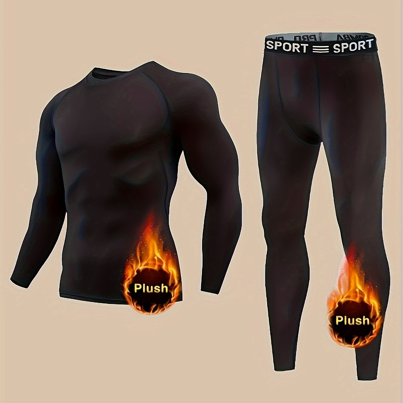 

Thermal Underwear Set, Outdoor Leggings Tight, Long Sleeve Top & Pants Set