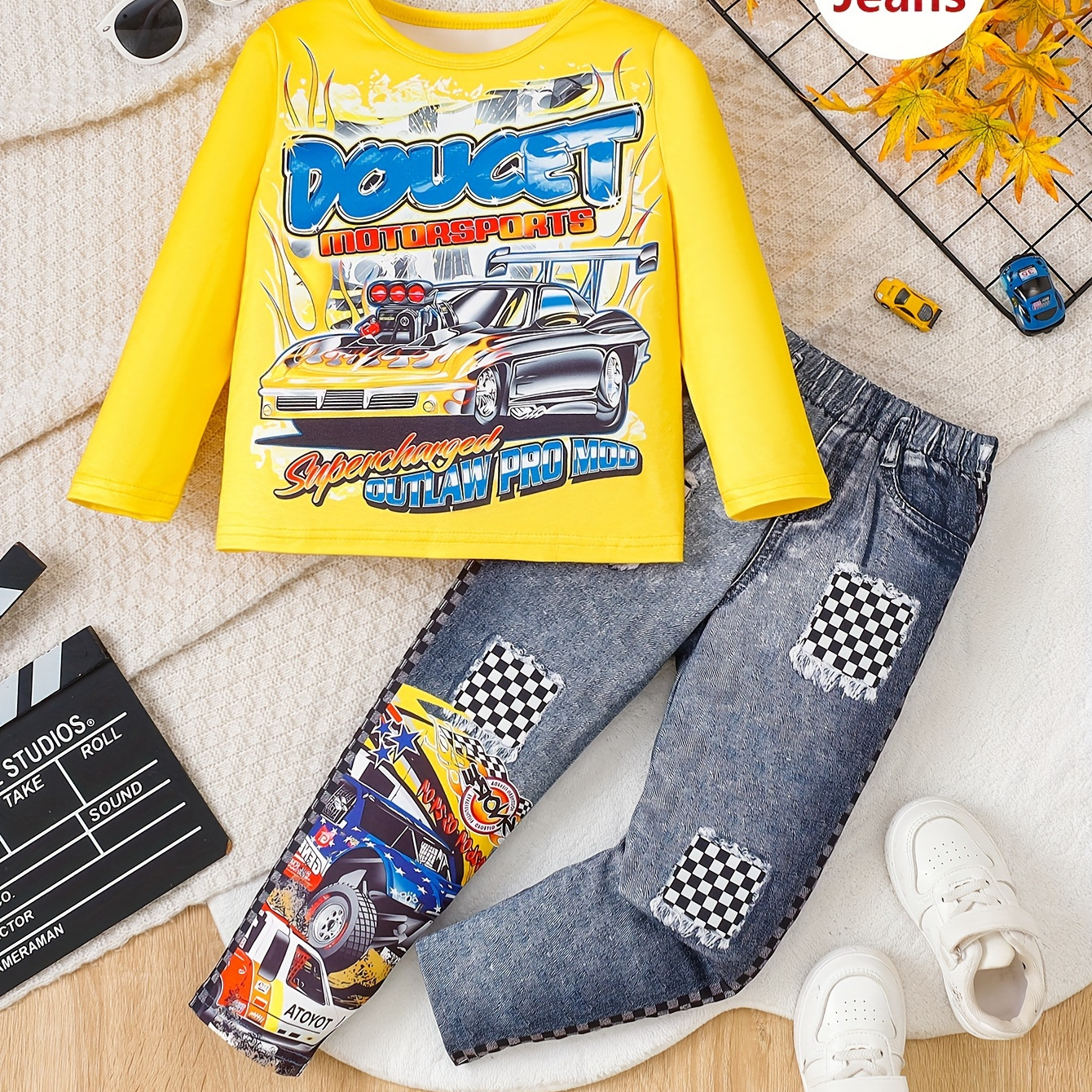 

Boys' Car Long Sleeve Tee & Pants Set - , Stretchy Polyester , - For /fall, For