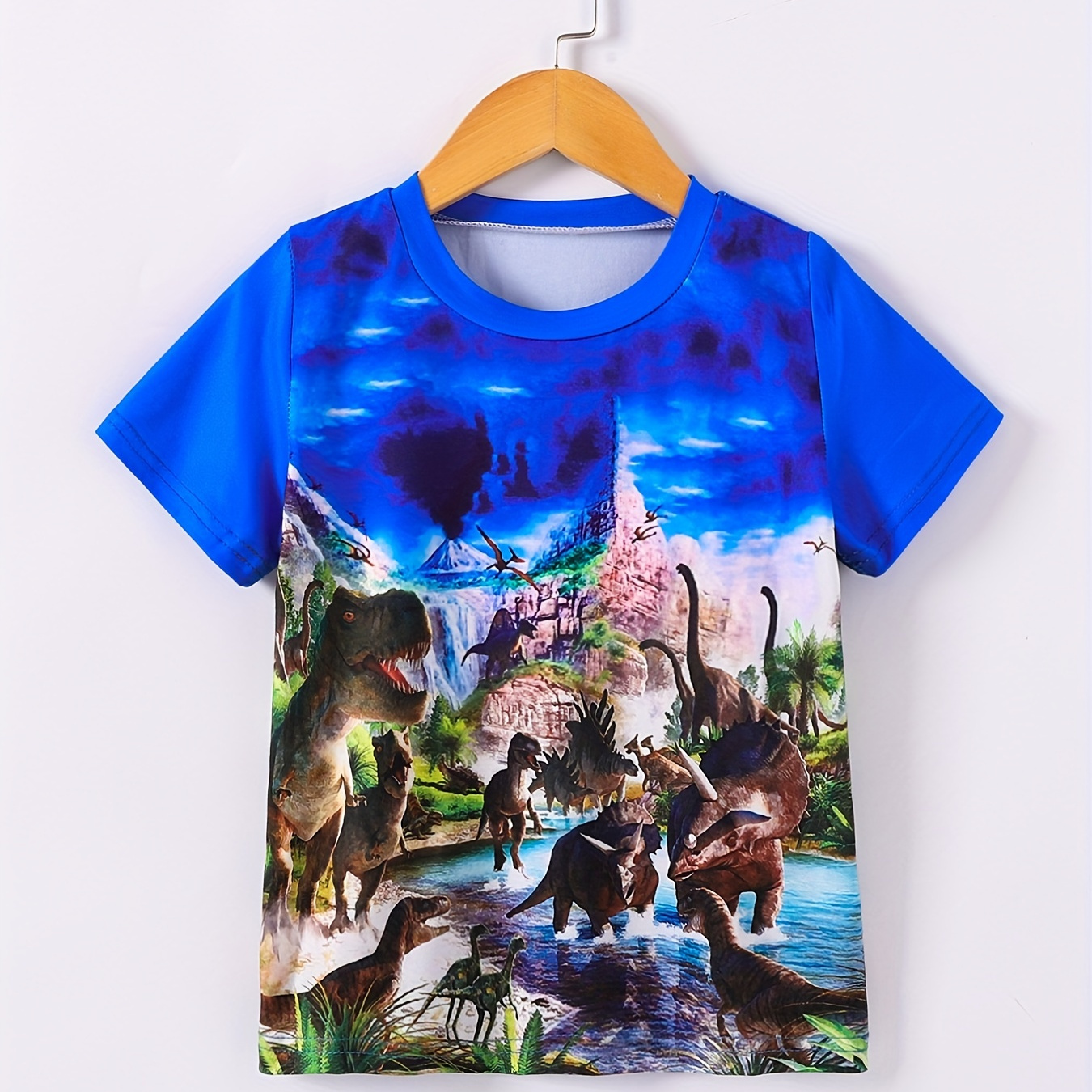 

Stylish Dinosaur 3d Print Boys Creative T-shirt, Casual Lightweight Comfy Short Sleeve Crew Neck Tee Tops, Kids Clothings For Summer